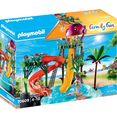 playmobil constructie-speelset waterpark met glijbanen (70609), family fun made in germany, met werkende vrije-val glijbaan (132 stuks) multicolor