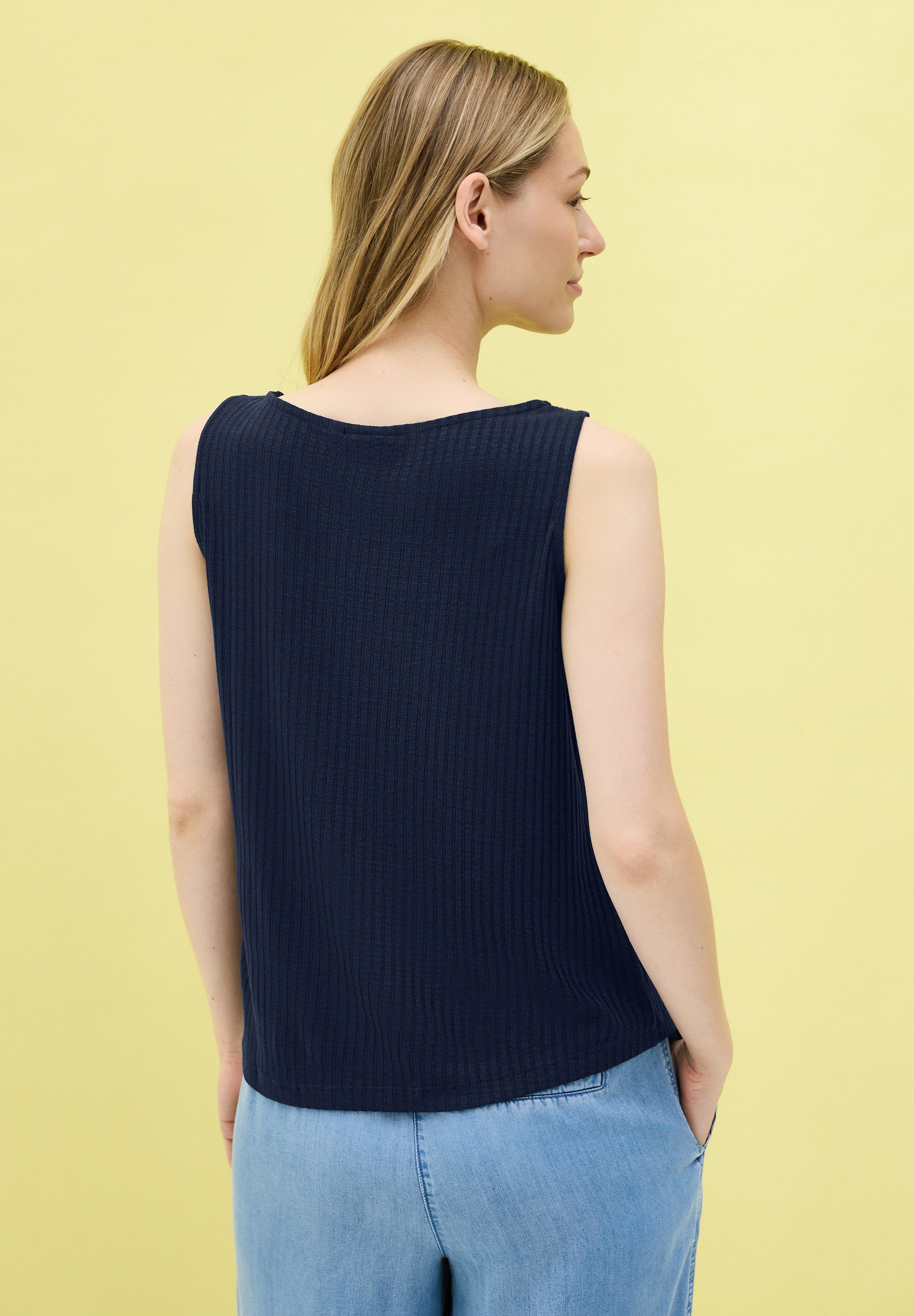 Cecil Geribde tanktop met boothals