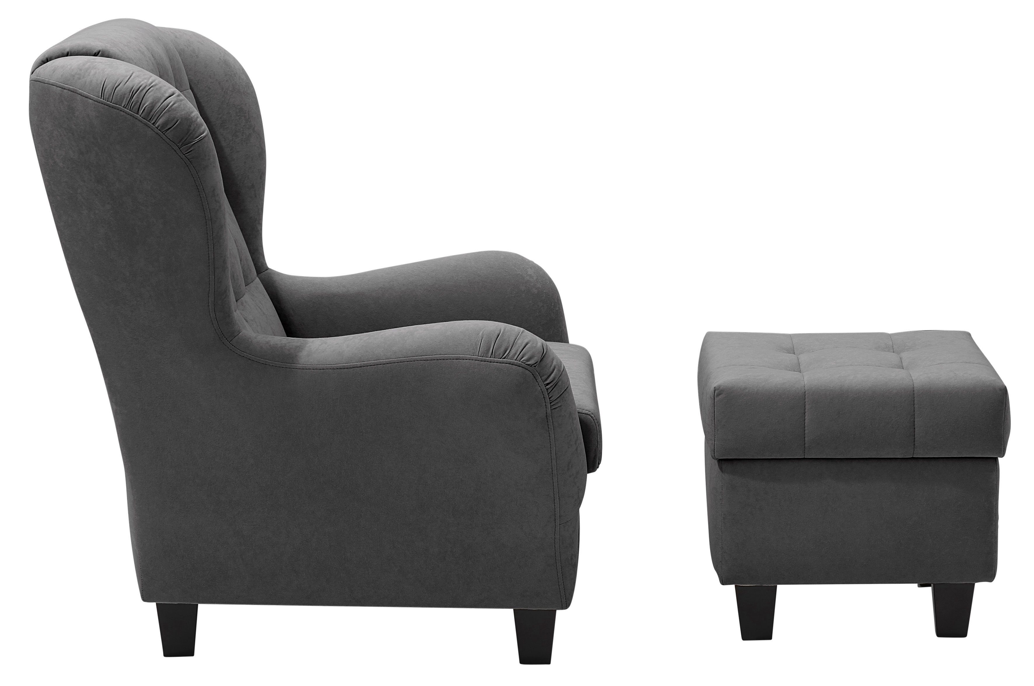 Home affaire Oorfauteuil Alexander incl. hocker, met stiksels, in vele kleuren (2 stuks)