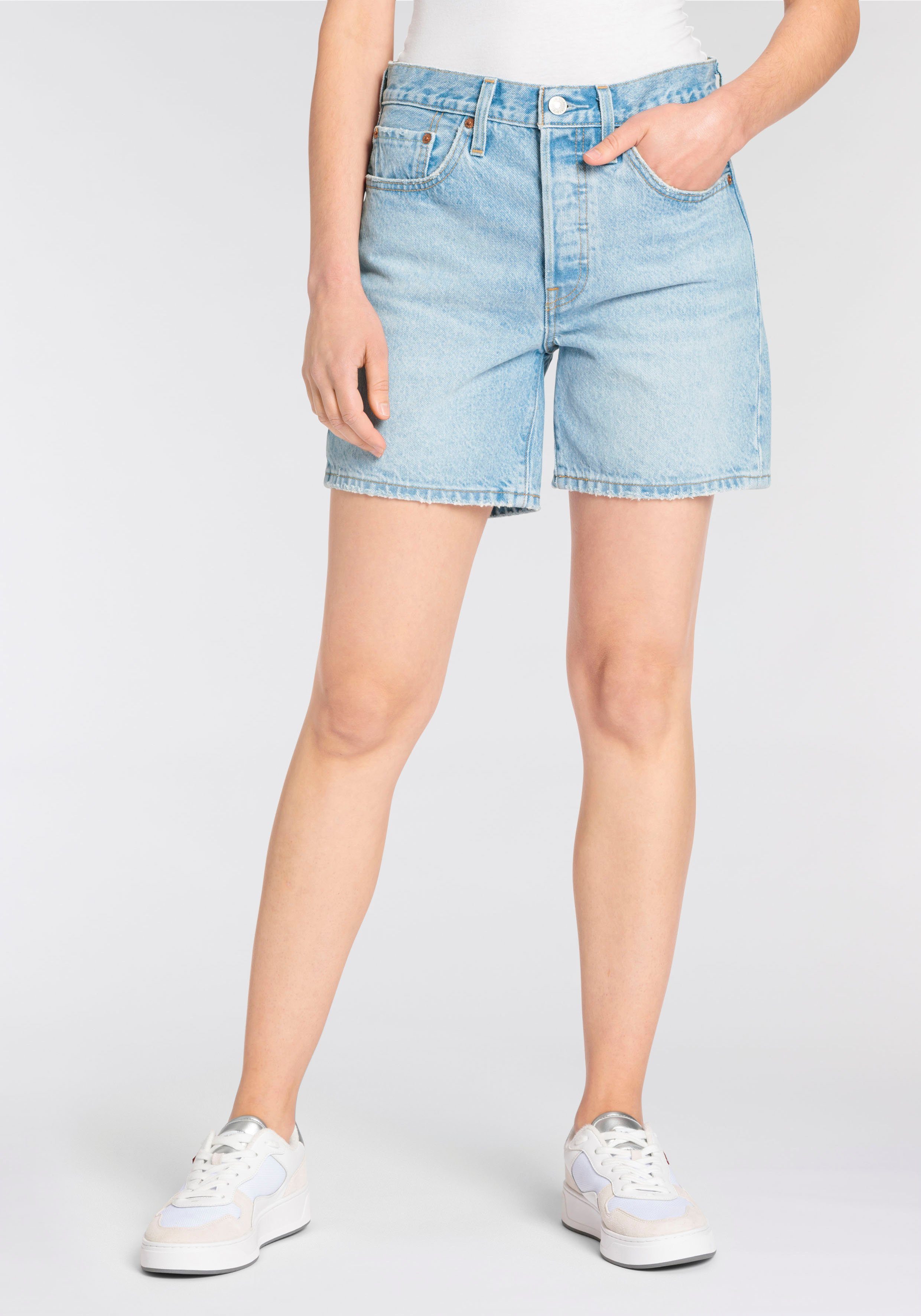 Levi's Bermuda 501 Mid Thigh Short Met franje bij de zoom