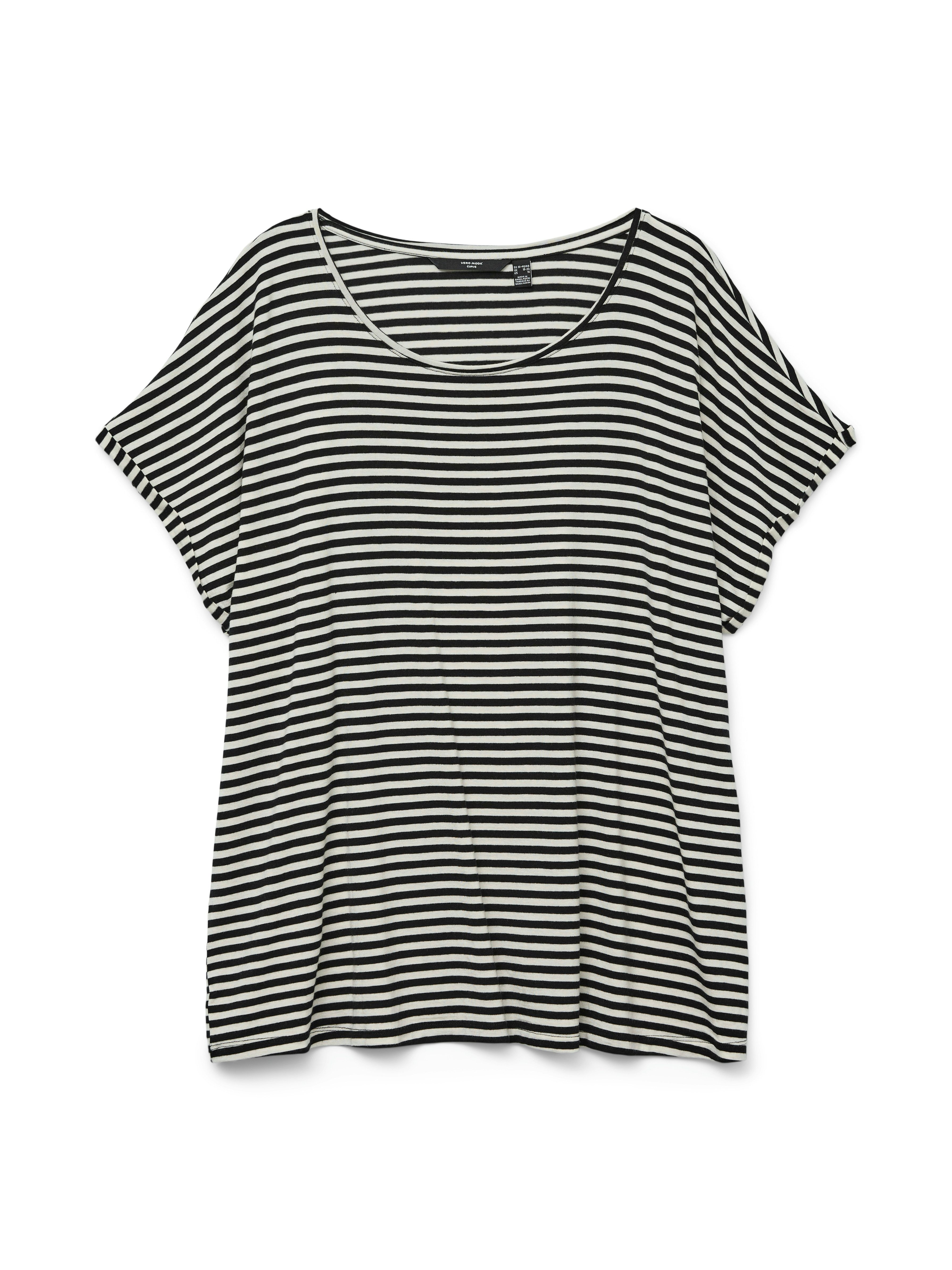 Vero Moda Curve Shirt met korte mouwen VMAVA PLAIN SS TOP STRIPE GA NOOS CURVE