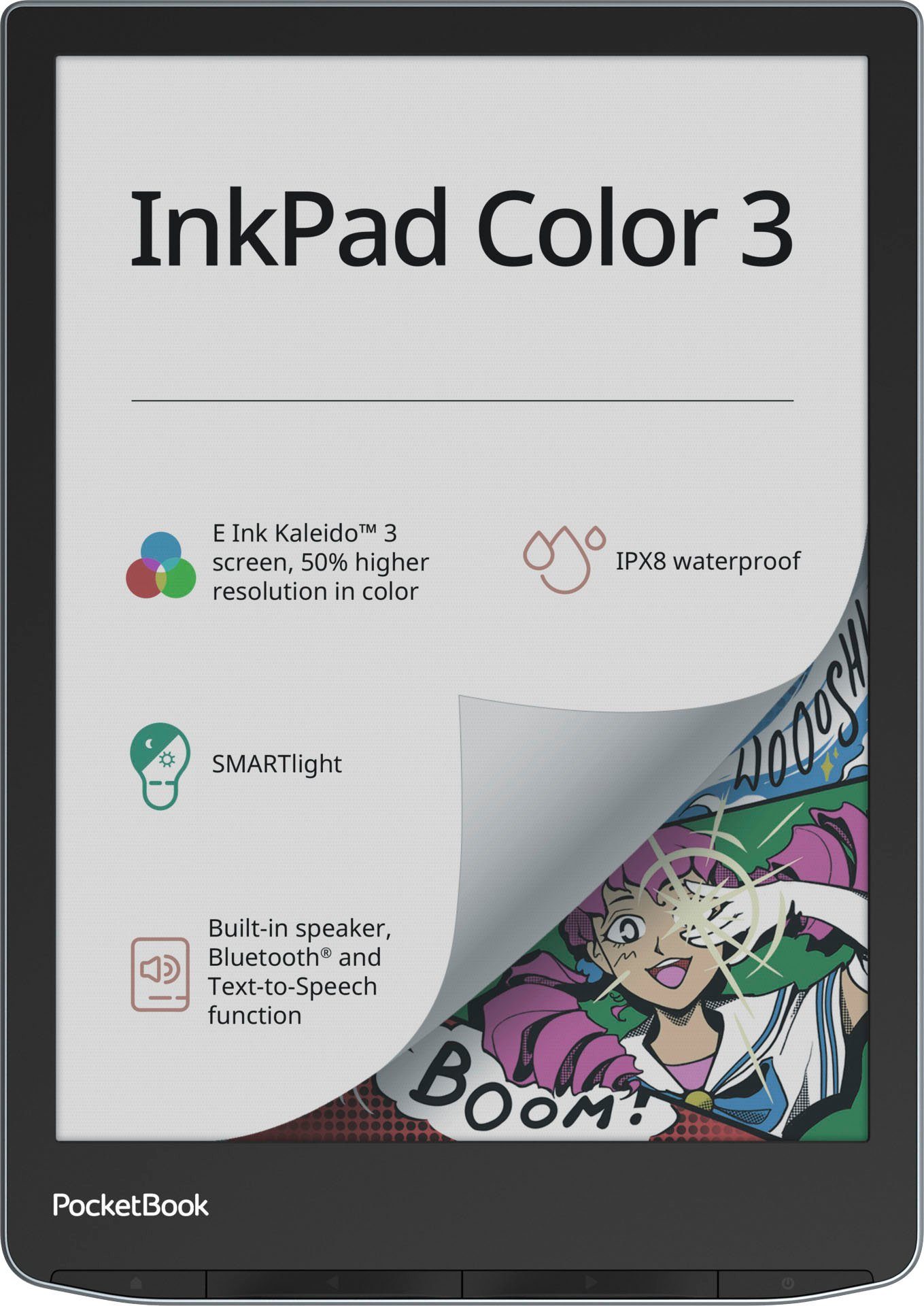 PocketBook E-reader InkPad Color 3, 7,8", E-book reader met luidspreker en bluetooth-interface