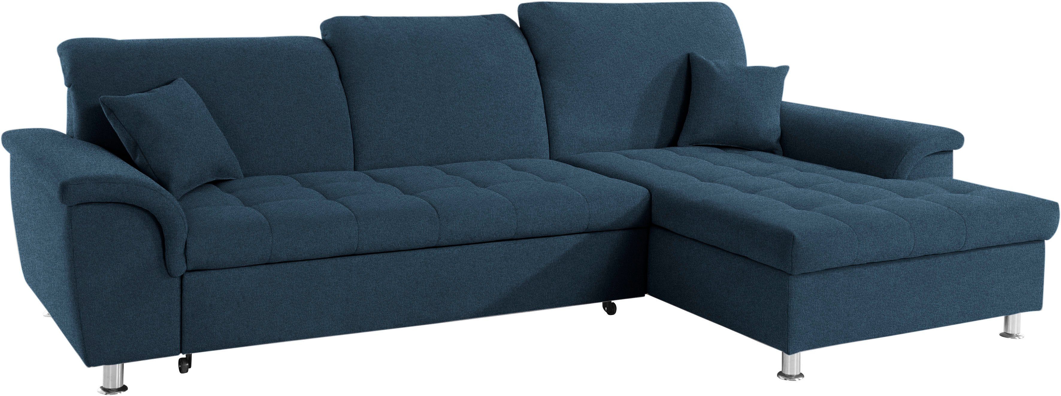 DOMO collection Hoekbank Franzi, zeitlos und elegant, moderne Sitzheftung, L-Form naar keuze met verstelbare hoofdsteun (dan diepte: 170 cm)