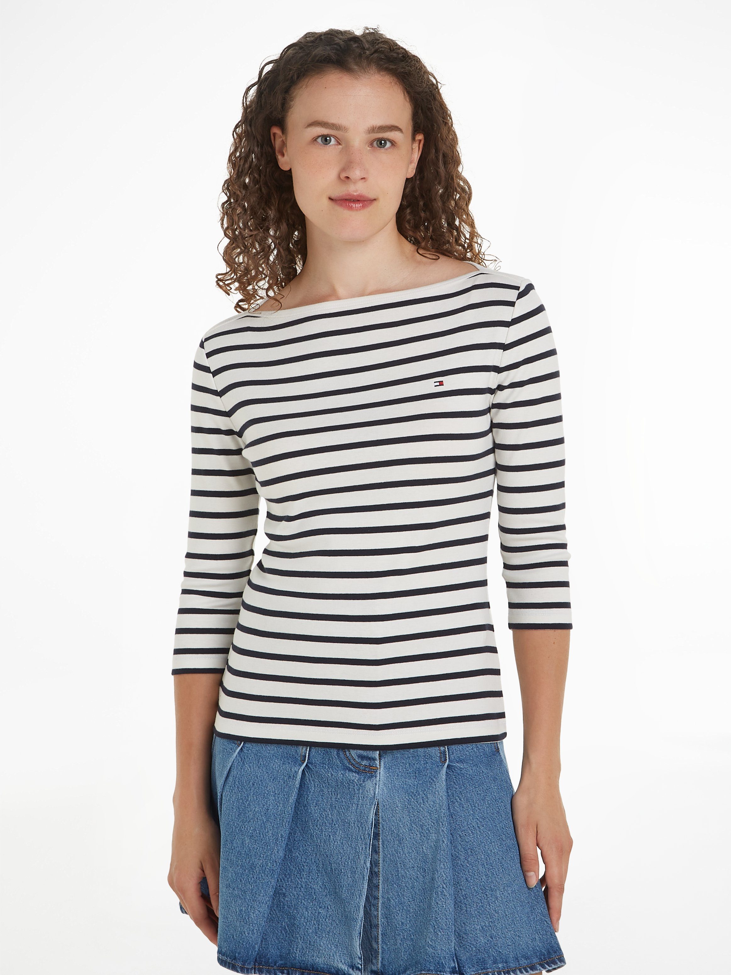 TOMMY HILFIGER Dames Tops & T-shirts New Cody Slim Boat-nk 3 4 Sleeve Wit