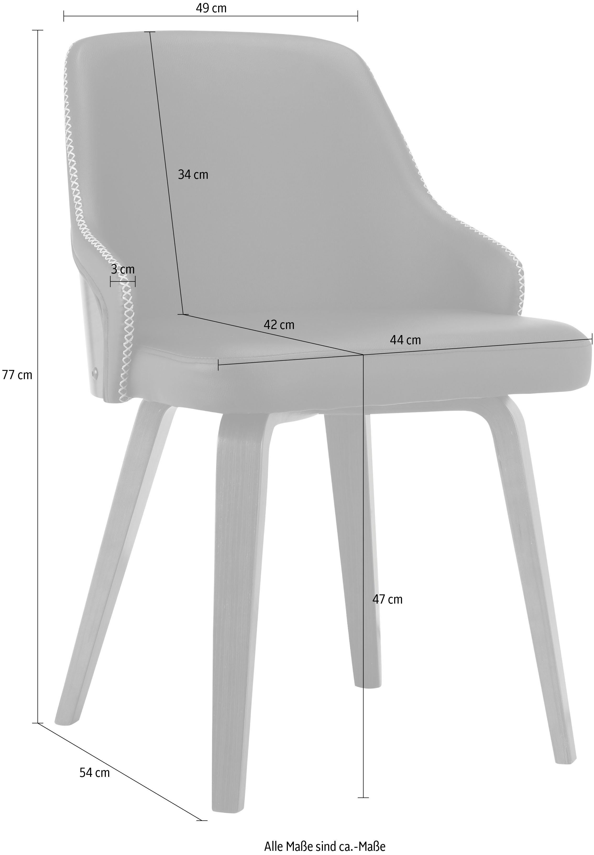 INOSIGN Eetkamerstoel Bojan gemakkelijk te onderhouden imitatieleer, beklede zitting en rugleuning, zithoogte 47 cm (2 stuks)