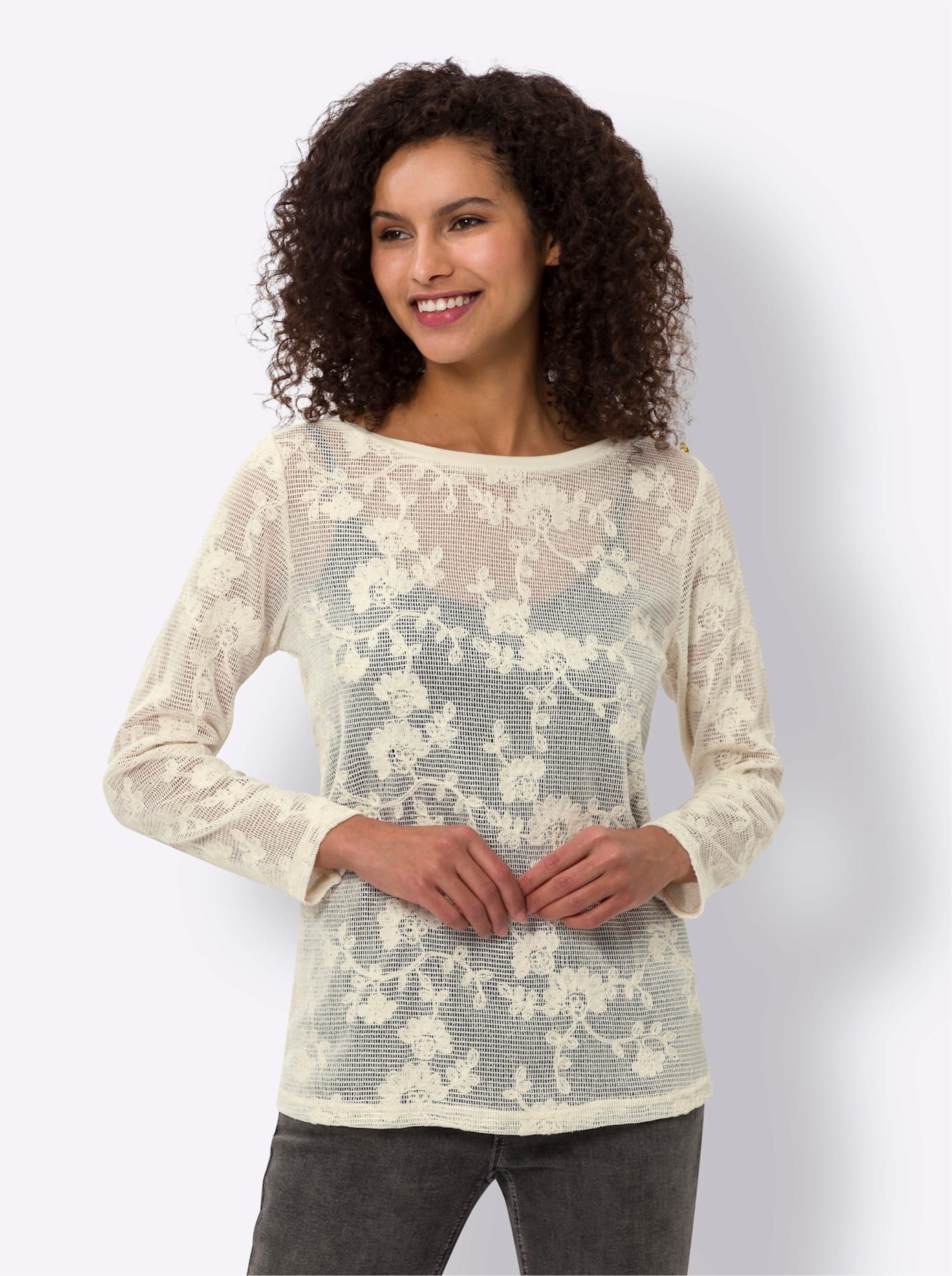 heine Shirt met lange mouwen Kanten shirt (1-delig)