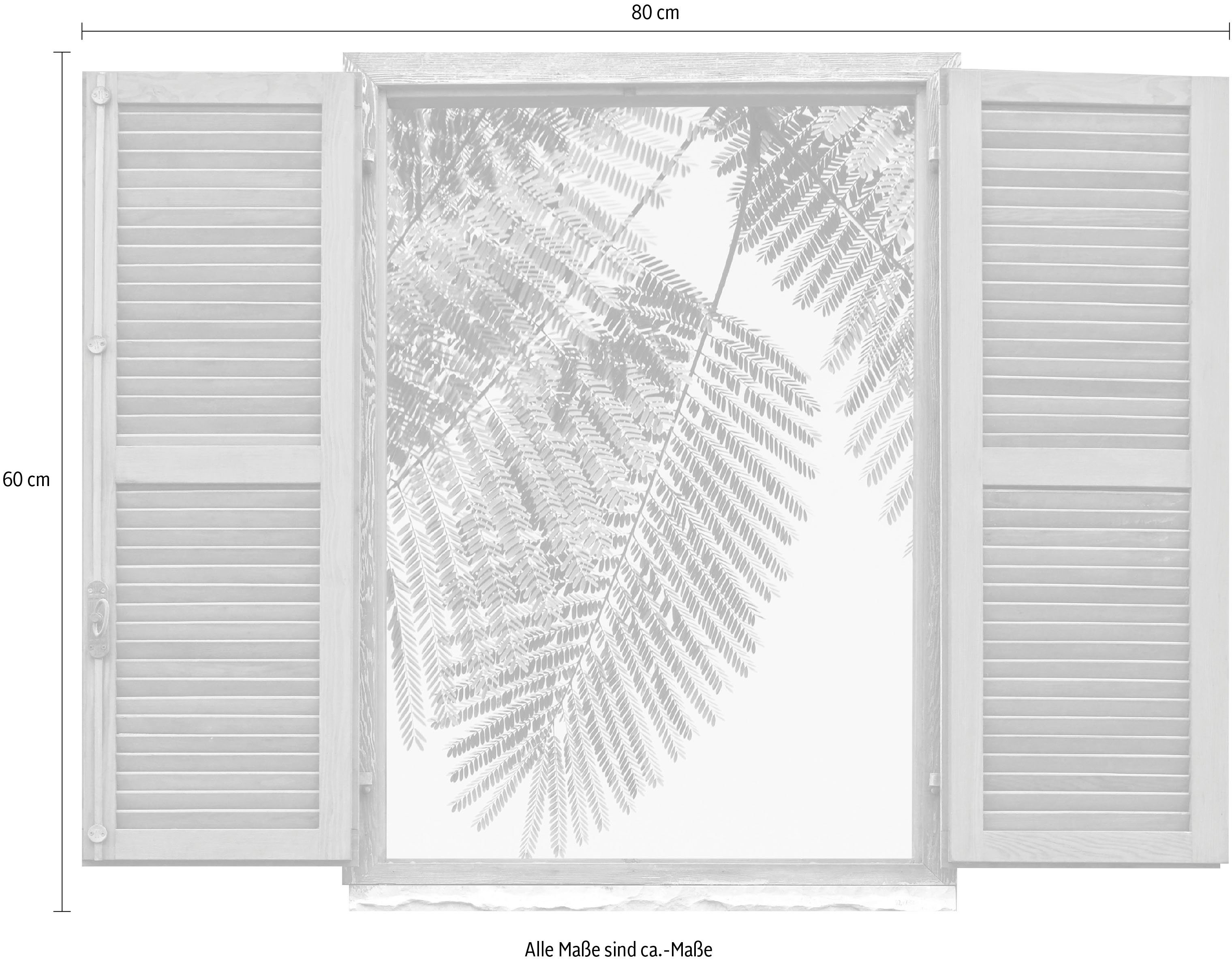 queence Wandfolie Mimosa bladeren Muursticker, muurdecoratie, zelfklevend, 3D, raam (1 stuk)