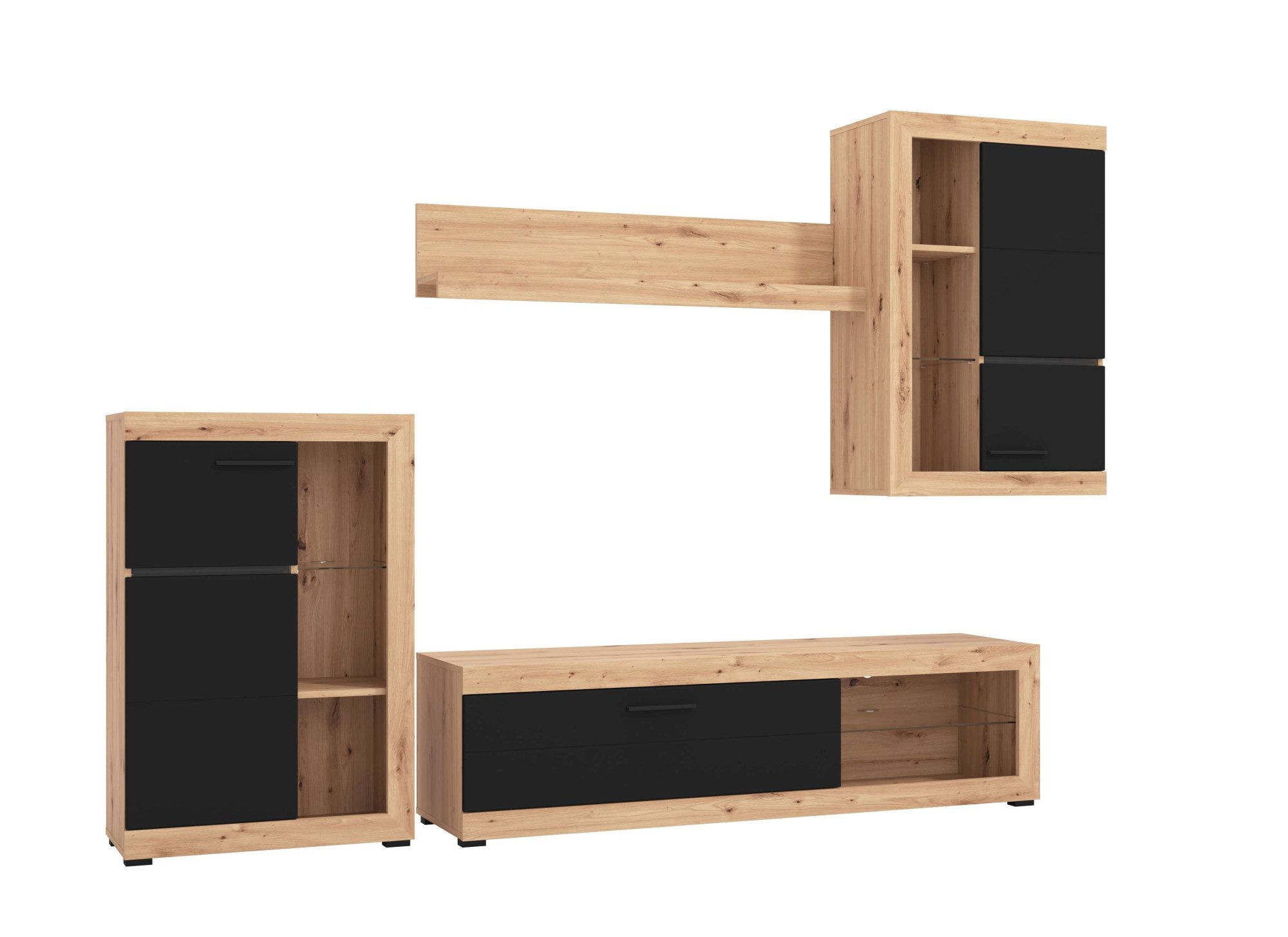INOSIGN Woonkamerset Rosso woonwand, mediawand, aanbouwwand, voor TV tot 60', breedte 267 cm (complete set, 4-delig)