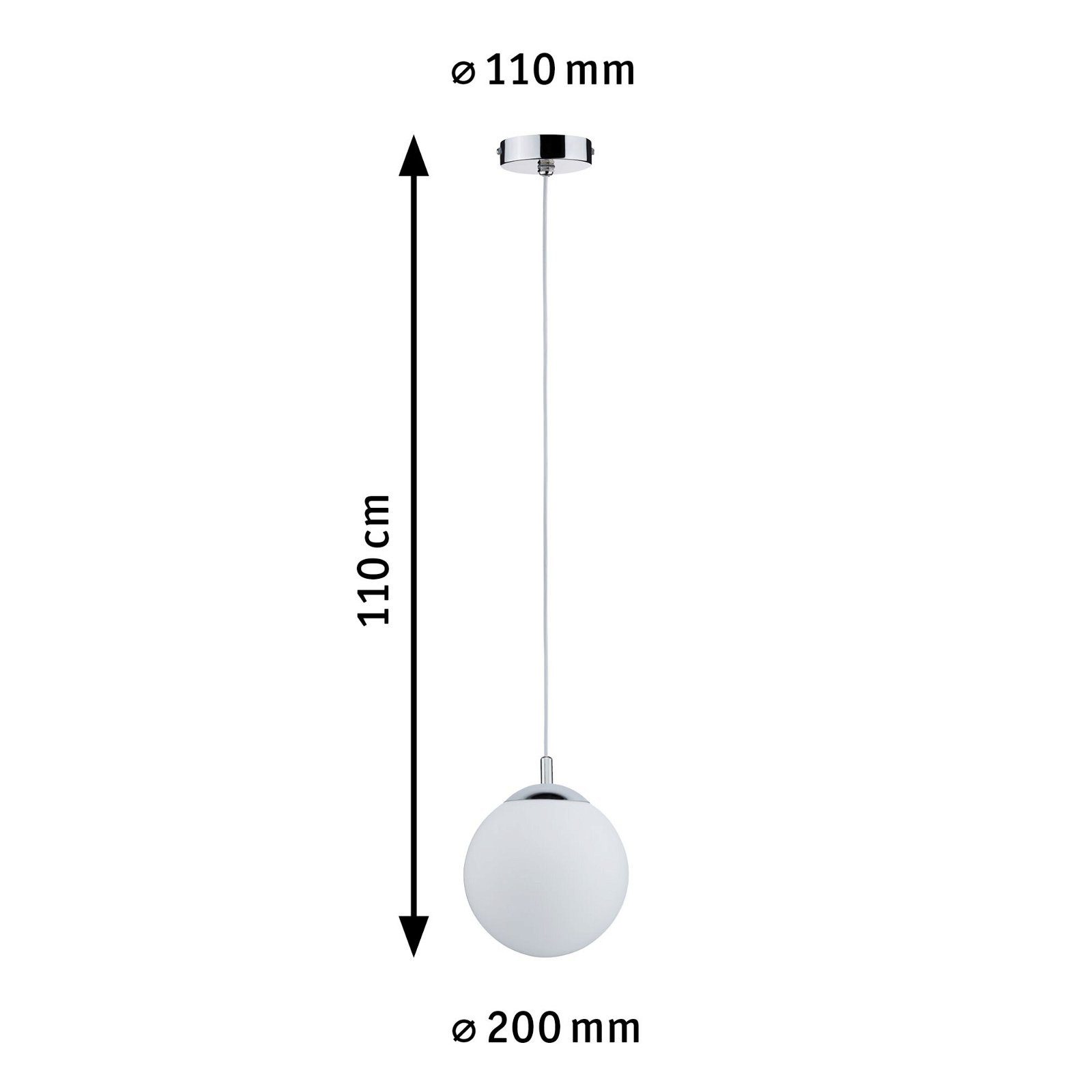 Paulmann Hanglamp Globe IP44 E27 max. 20W Satin, Chroom dimbaar (1 stuk)