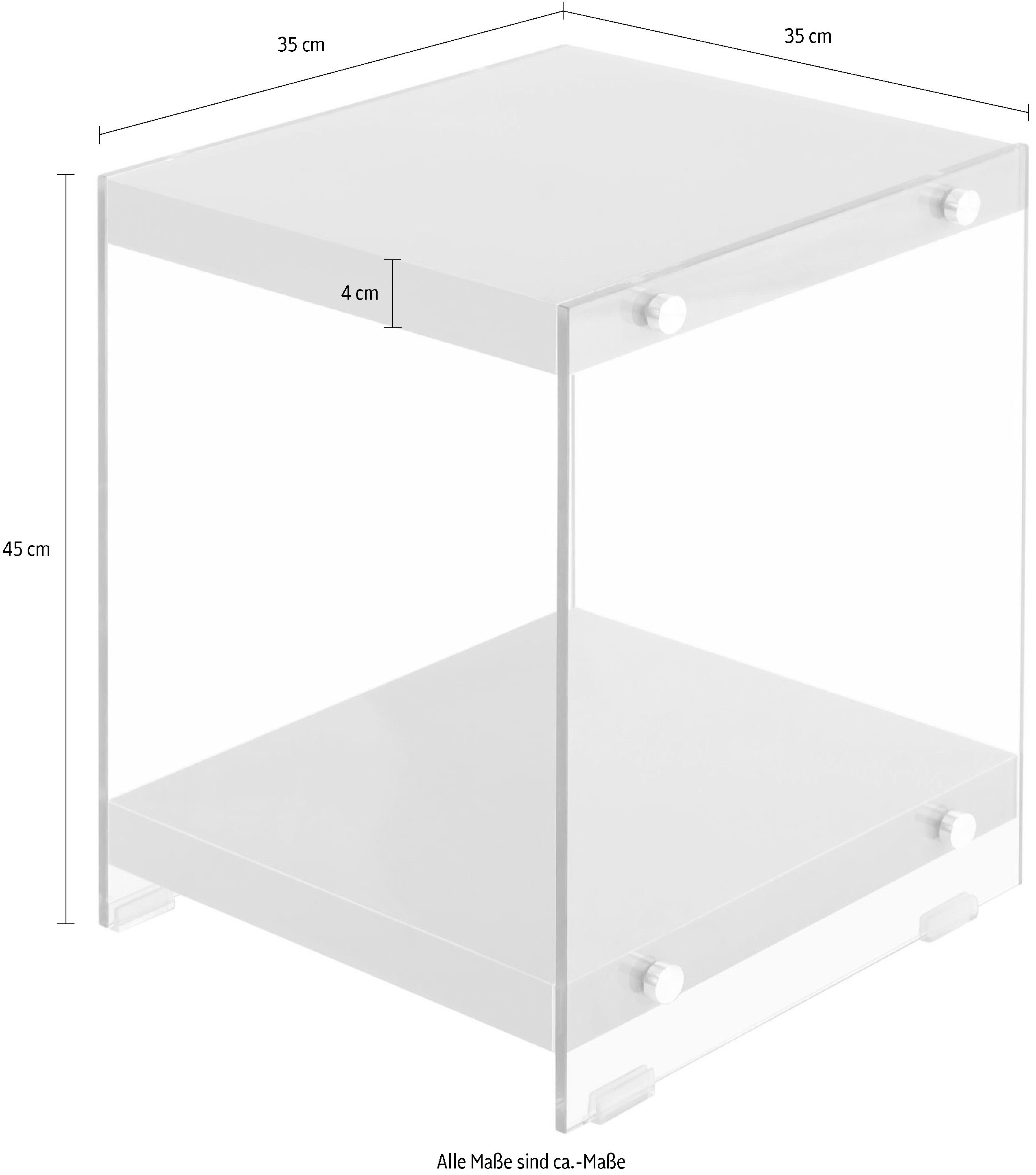 Kayoom Bijzettafel Elementary, vierkante vorm, veel opslagruimte Legplanken, gehard glas, onderhoudsvriendelijk (1 stuk)