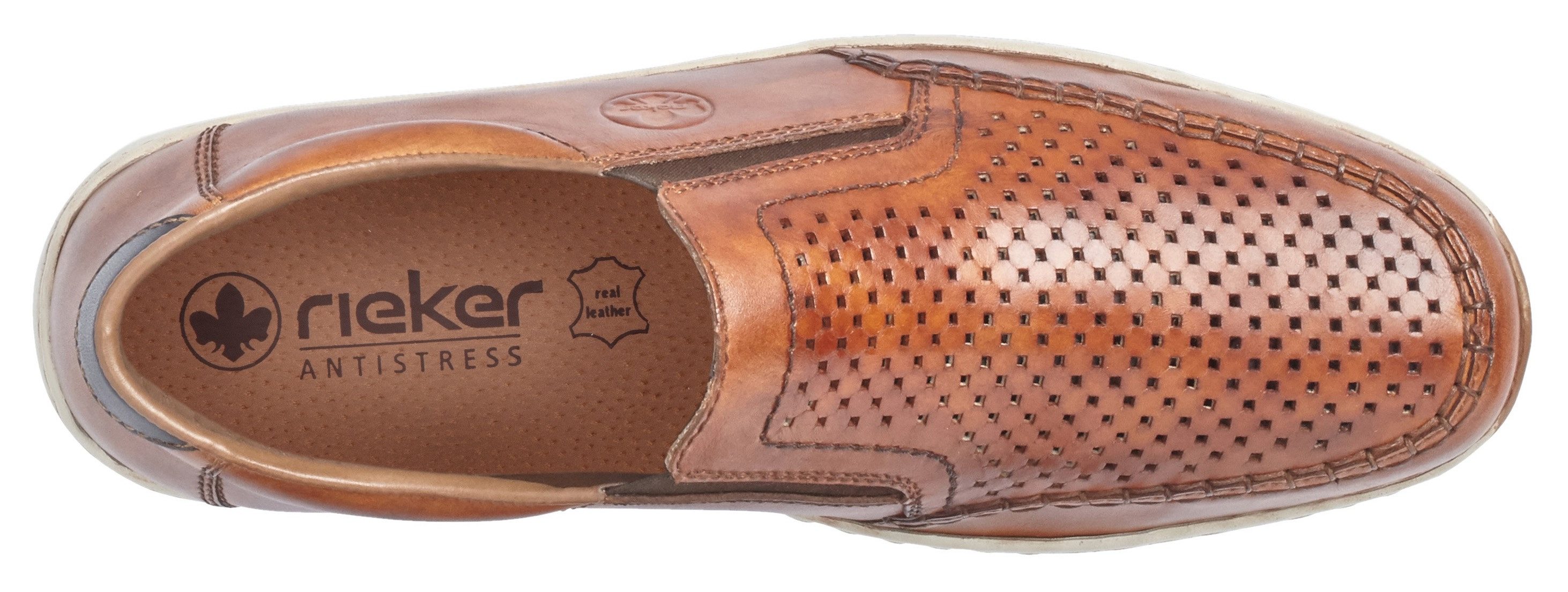 Rieker Instappers Slip-on sneaker, instapschoen, loafer met geperforeerde bovenkant