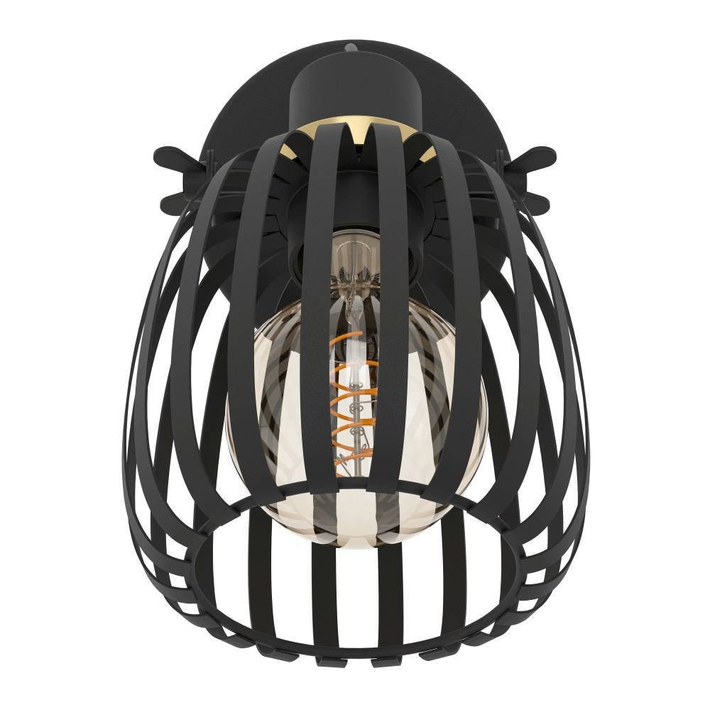 EGLO Plafondspot Girona Wandlamp, wandspot van metaal in zwart en geborsteld messing, E27 (1 stuk)