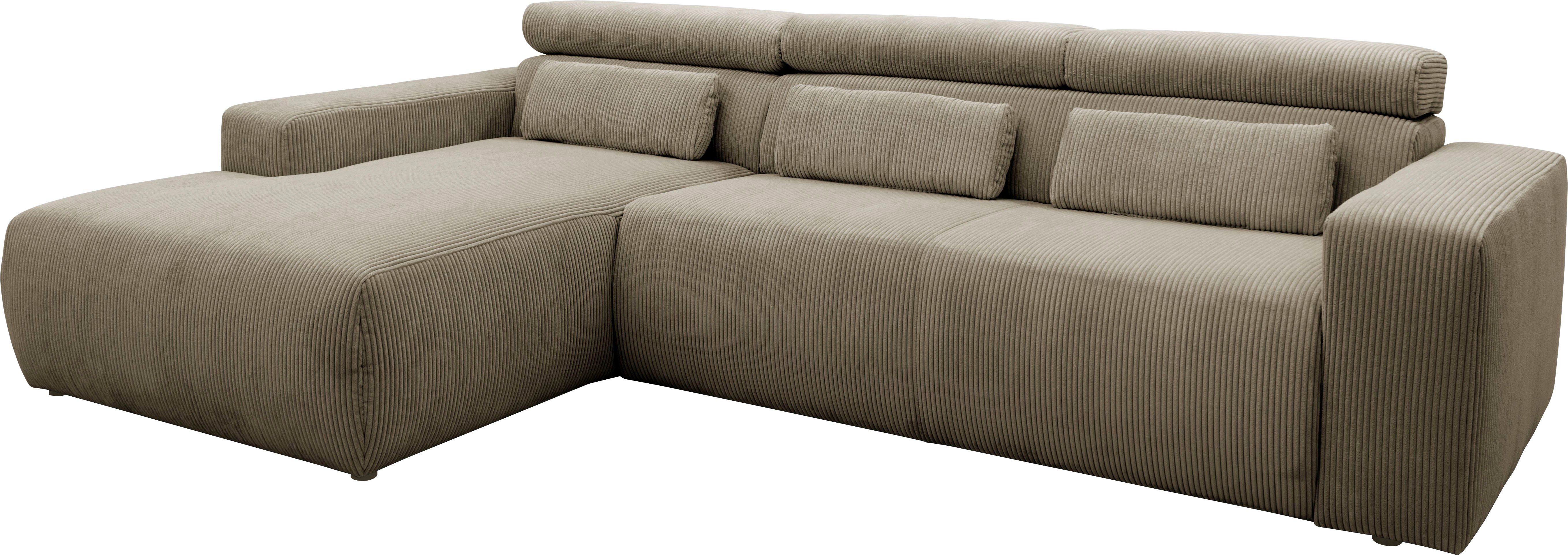 DOMO collection Hoekbank Brandon B/D/H: 289/177/80 cm, keuze met zitdiepteverstelling, L-vorm