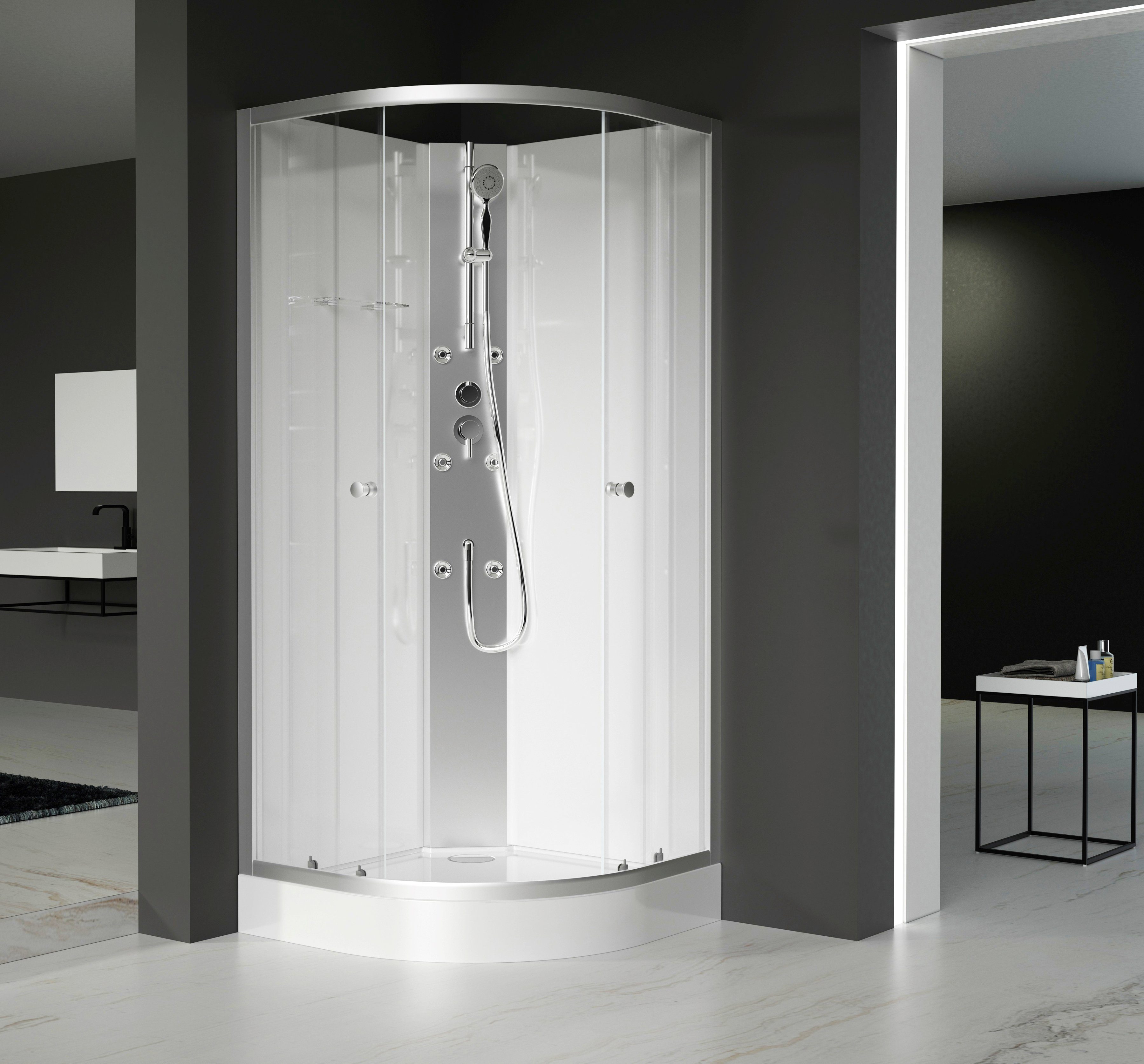 Marwell Complete douche White Oasis inclusief kranen, 90 cm x 90 cm douchecabines wit