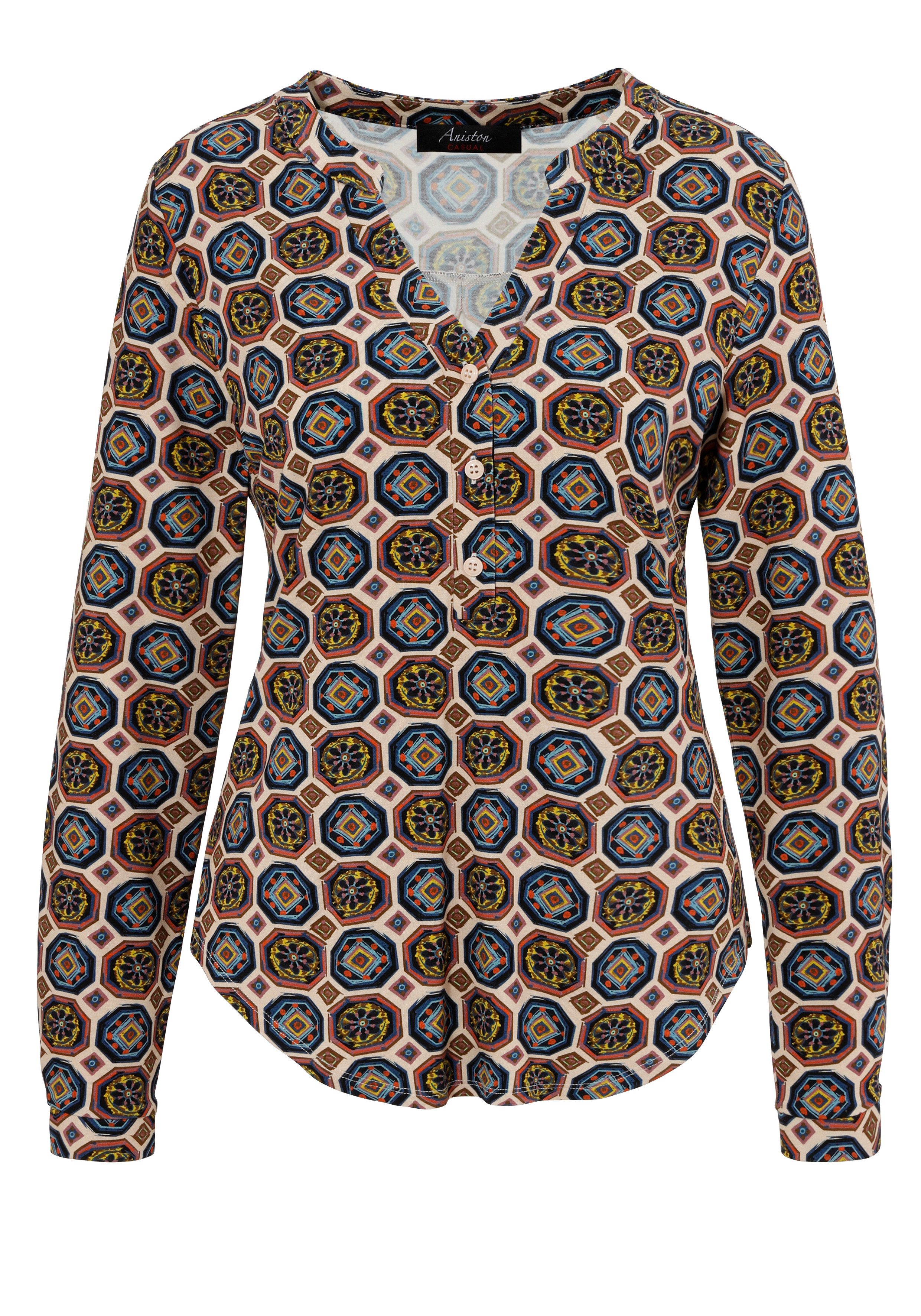 Aniston CASUAL Blouse zonder sluiting met kleurharmonieuze retro-print