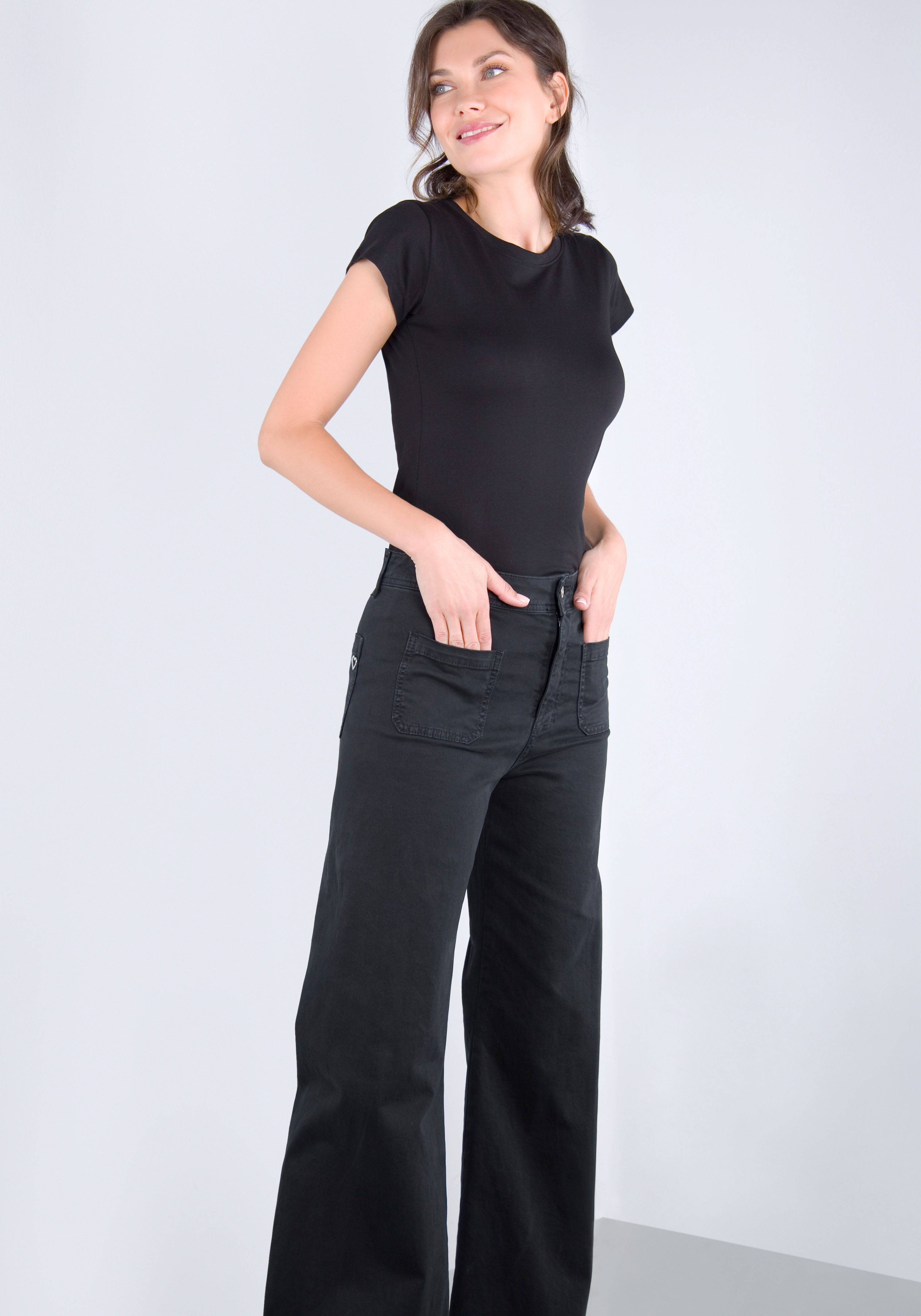 Please Jeans Broek met wijde pijpen van hoogwaardige katoenmix met stretch