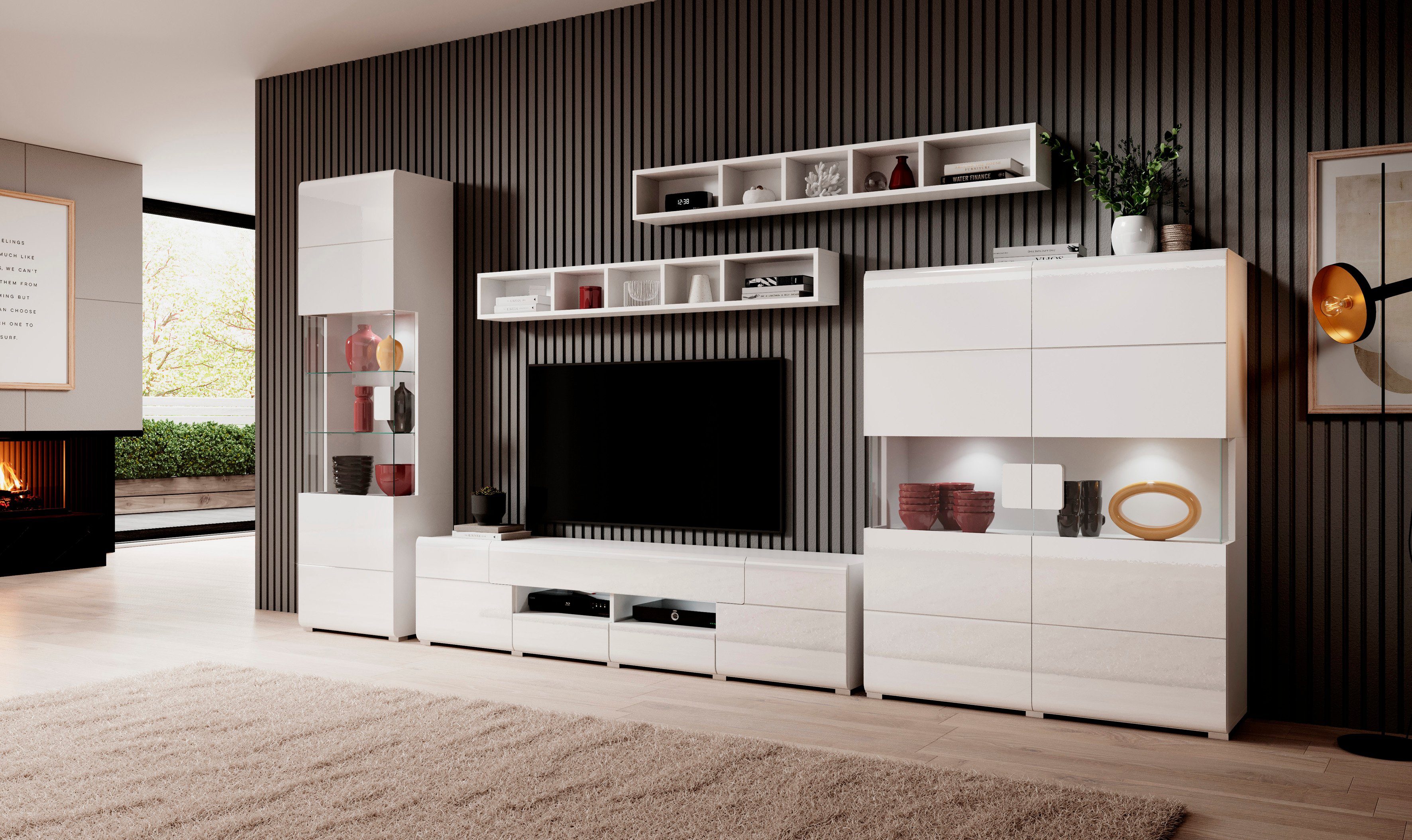 INOSIGN Highboard Toledo, breedte 121,5 cm, modieuze hoge kast met 2 deuren
