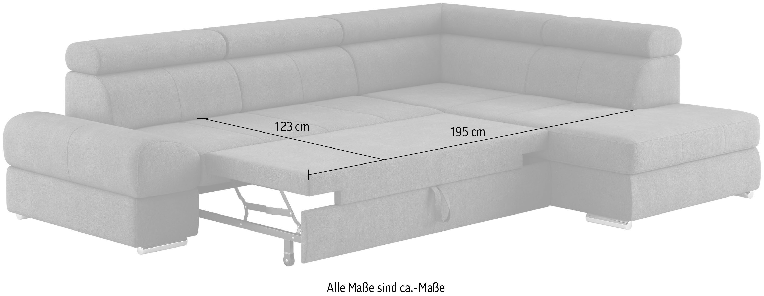 sit&more Hoekbank Broadway L-vorm met verstelbare hoofdsteunen, naar keuze met slaapfunctie