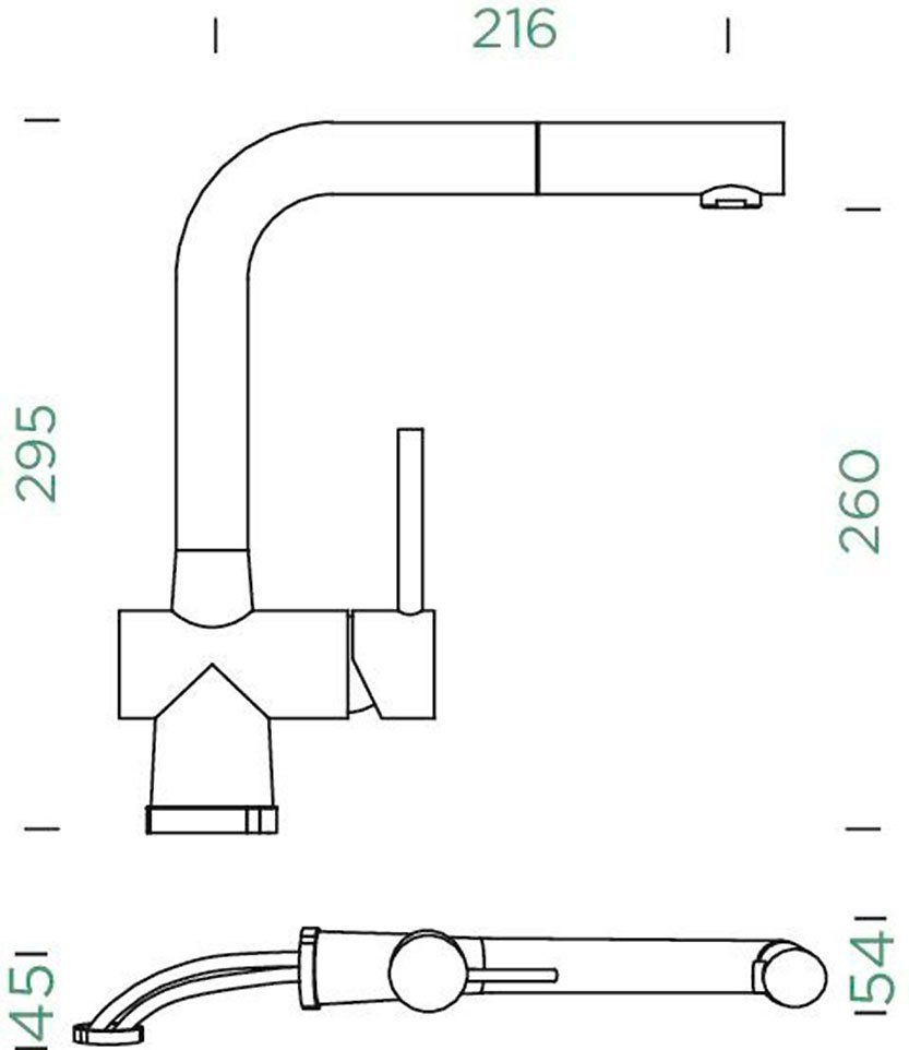 Schock Keukenkraan LAIOS W SB Uitschuifbare voorraamarmatuur / fluisterperlator, draaibereik 360°