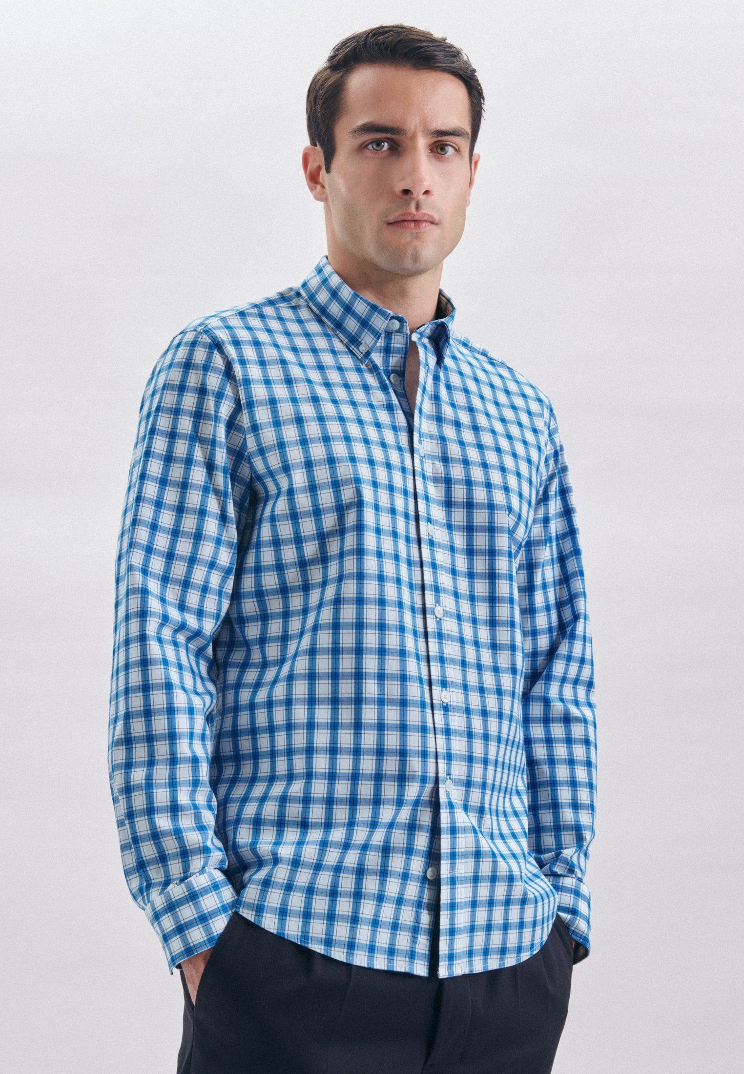 Heren Kleding voor voor Overhemden voor Nette overhemden Seidensticker Businessoverhemd Regular Regular Lange Mouwen in het Blauw voor heren 