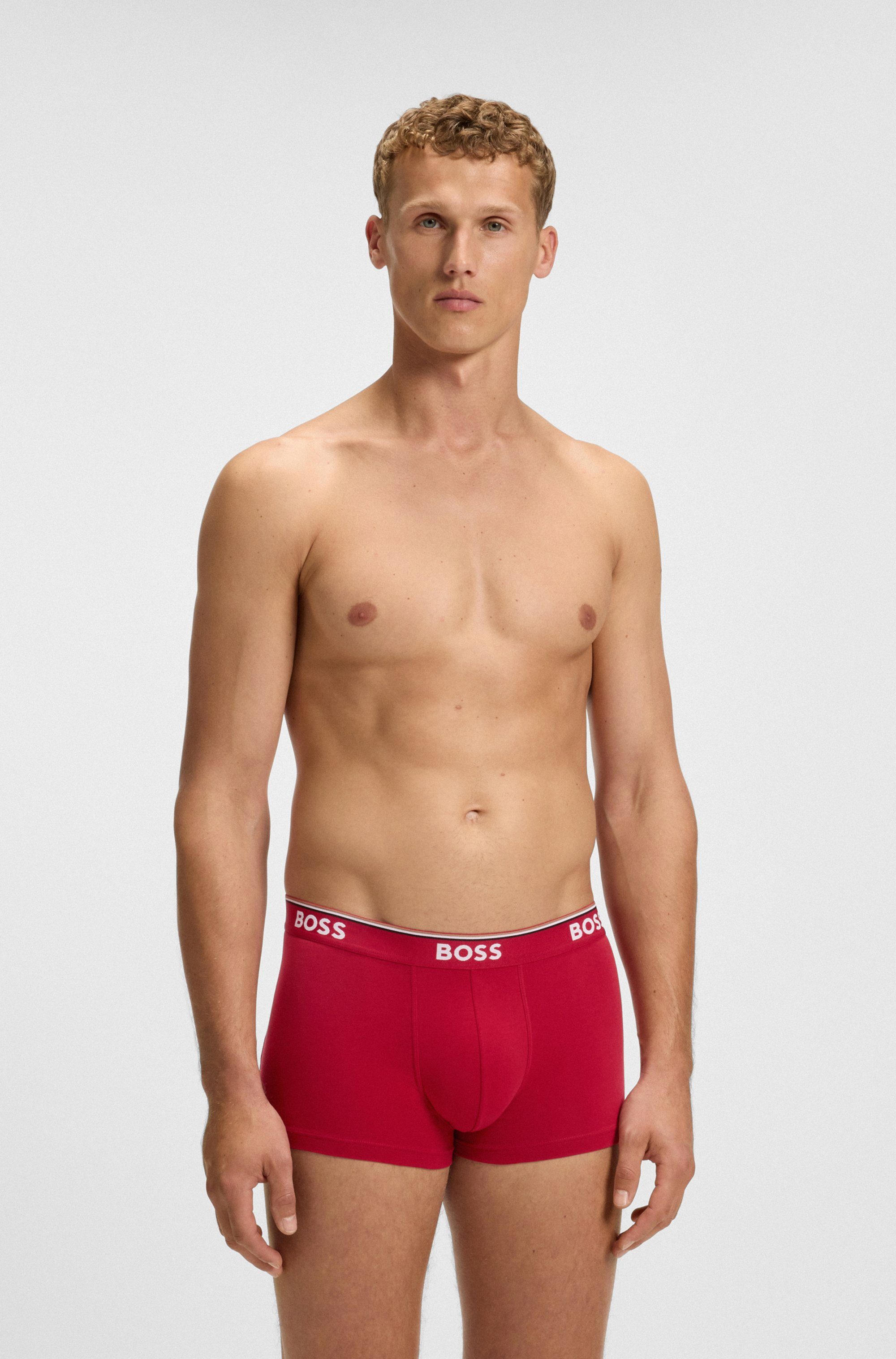 BOSS Boxershort TRUNK 3 PACK BOSS opdruk op de tailleband (3 stuks)