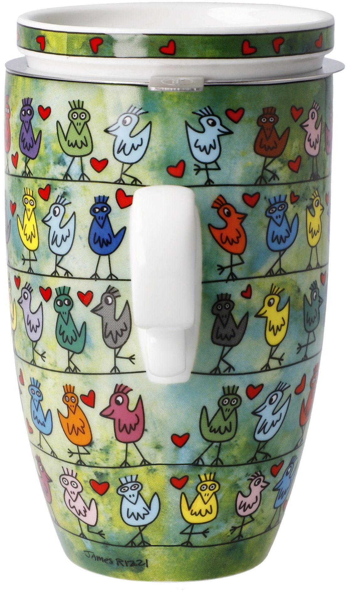 Goebel Kopje Rizzi Pop Art, theekop, James Rizzi - Vogels op een liefdesdraad