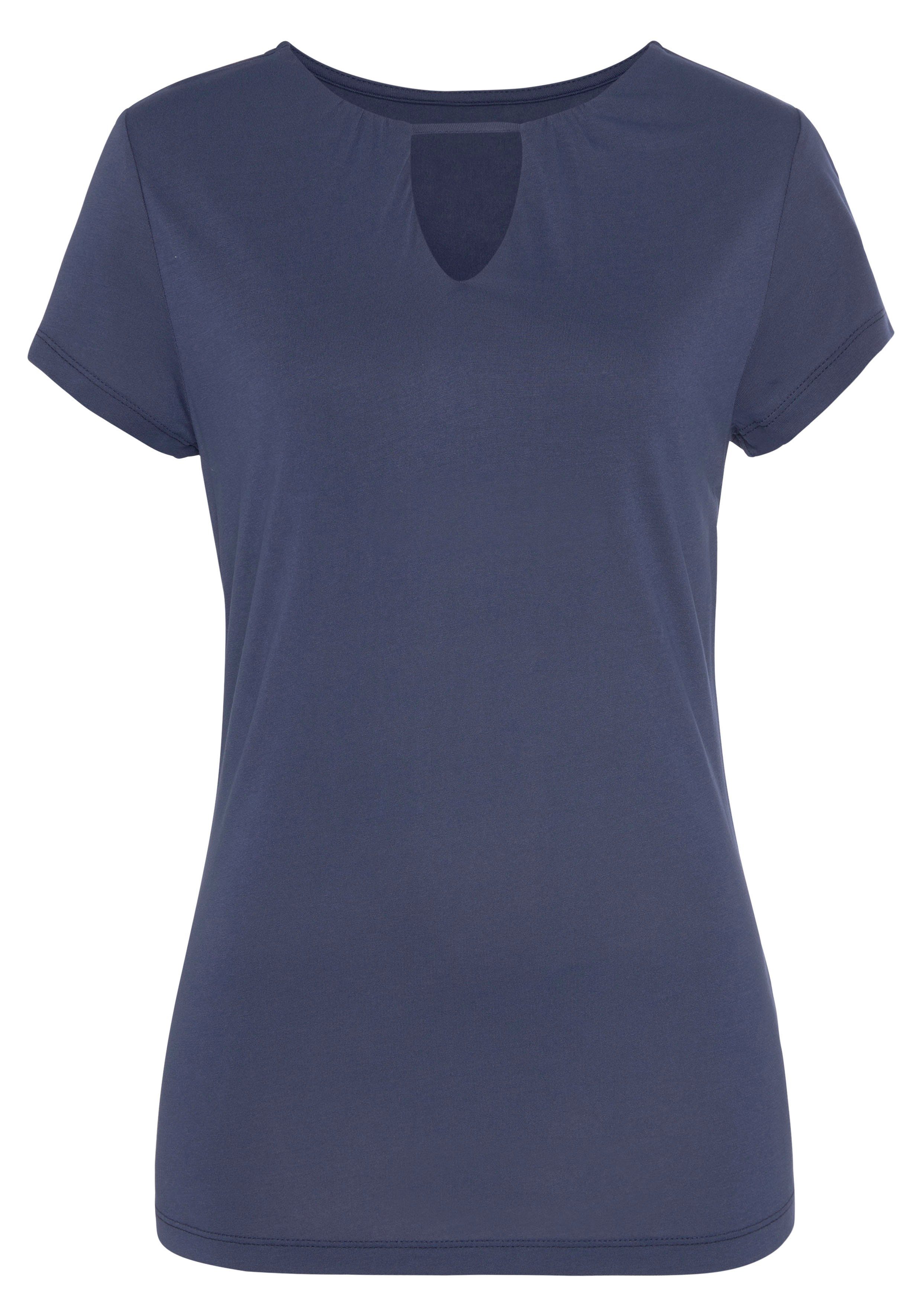 Vivance Shirt met korte mouwen met cut-out, figuuraccentuerend t-shirt van zachte viscose