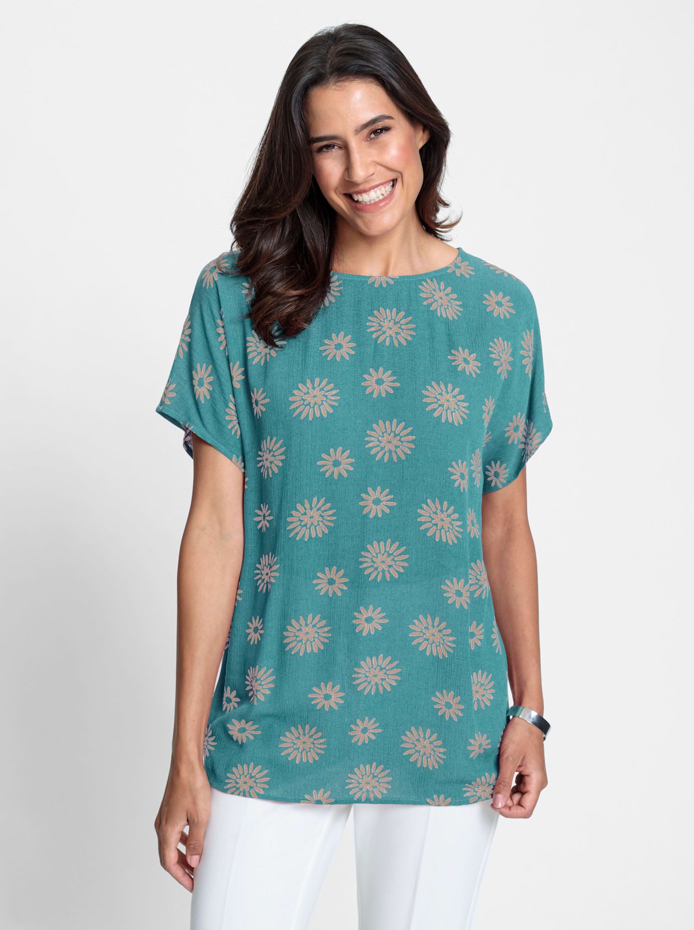 Classic Inspirationen Gedessineerde blouse dames blouses maat 46 blauw