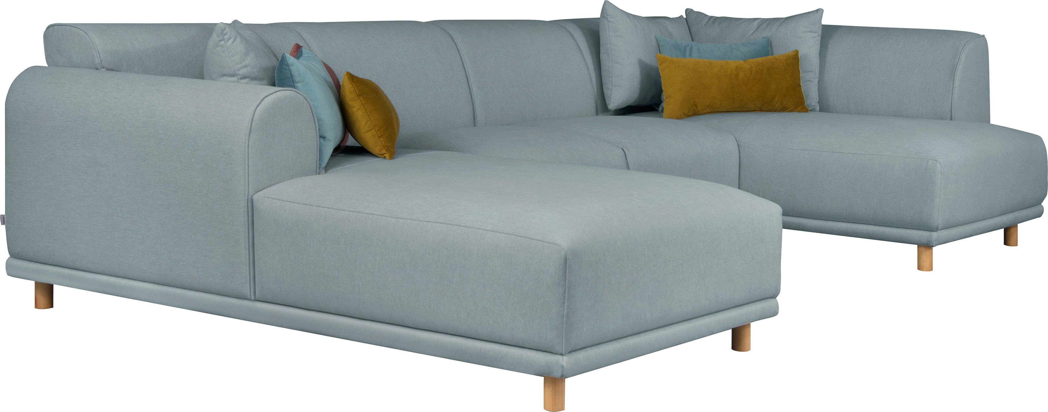 andas Zithoek Maroon U-vorm in een scandinavisch design, met losse kussens