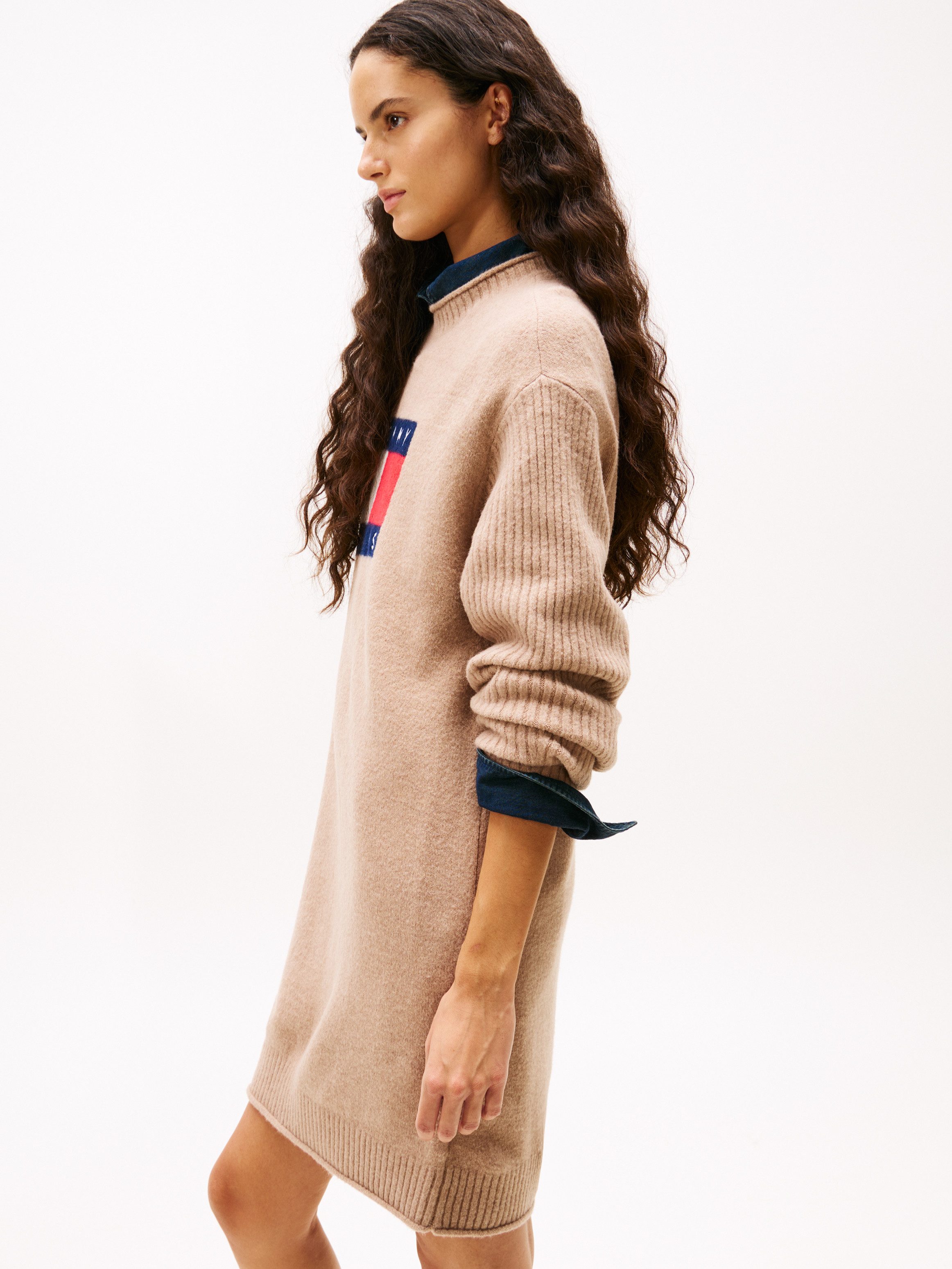 TOMMY JEANS Gebreide jurk TJW FLAG SWEATER DRESS EXT