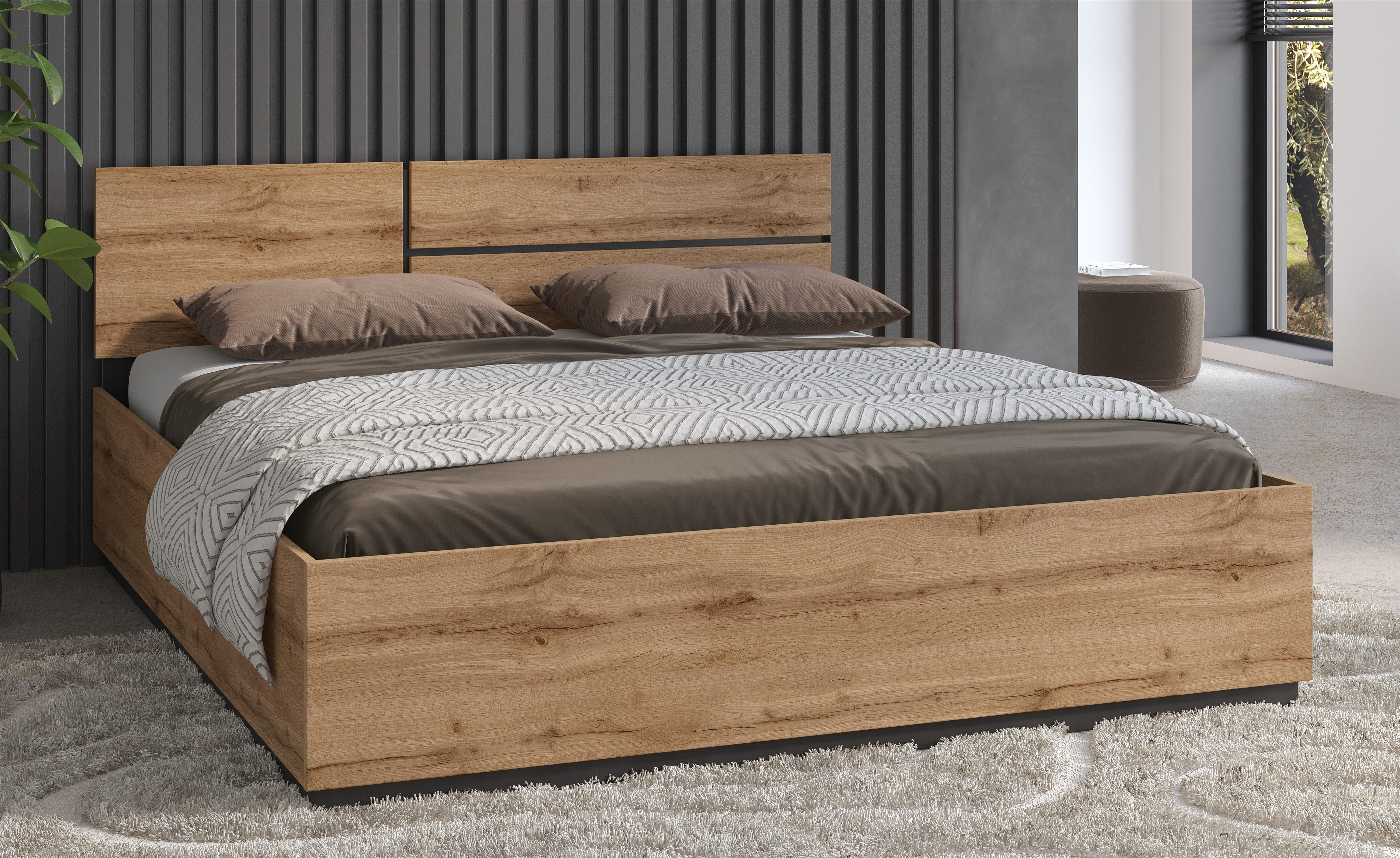 INOSIGN Bedframe Cross, moderne bedframe Tweepersoonsbed in twee maten, stabiel bedframe bedden beige