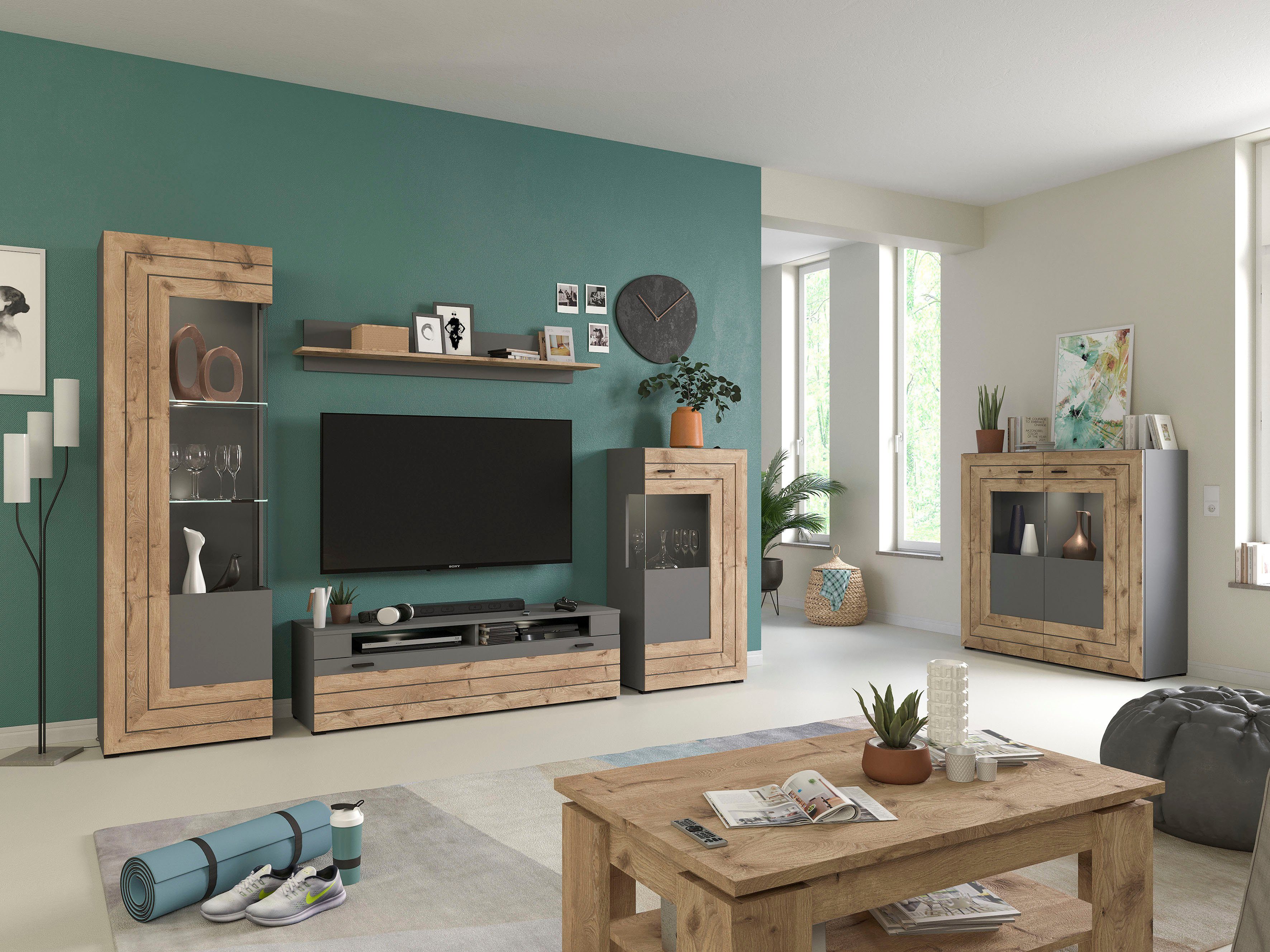 INOSIGN Wandmeubel Aalborg, breedte 290 cm, 2-kleurig, metalen handgrepen, 4-delig, bestaande uit: (4-delig)