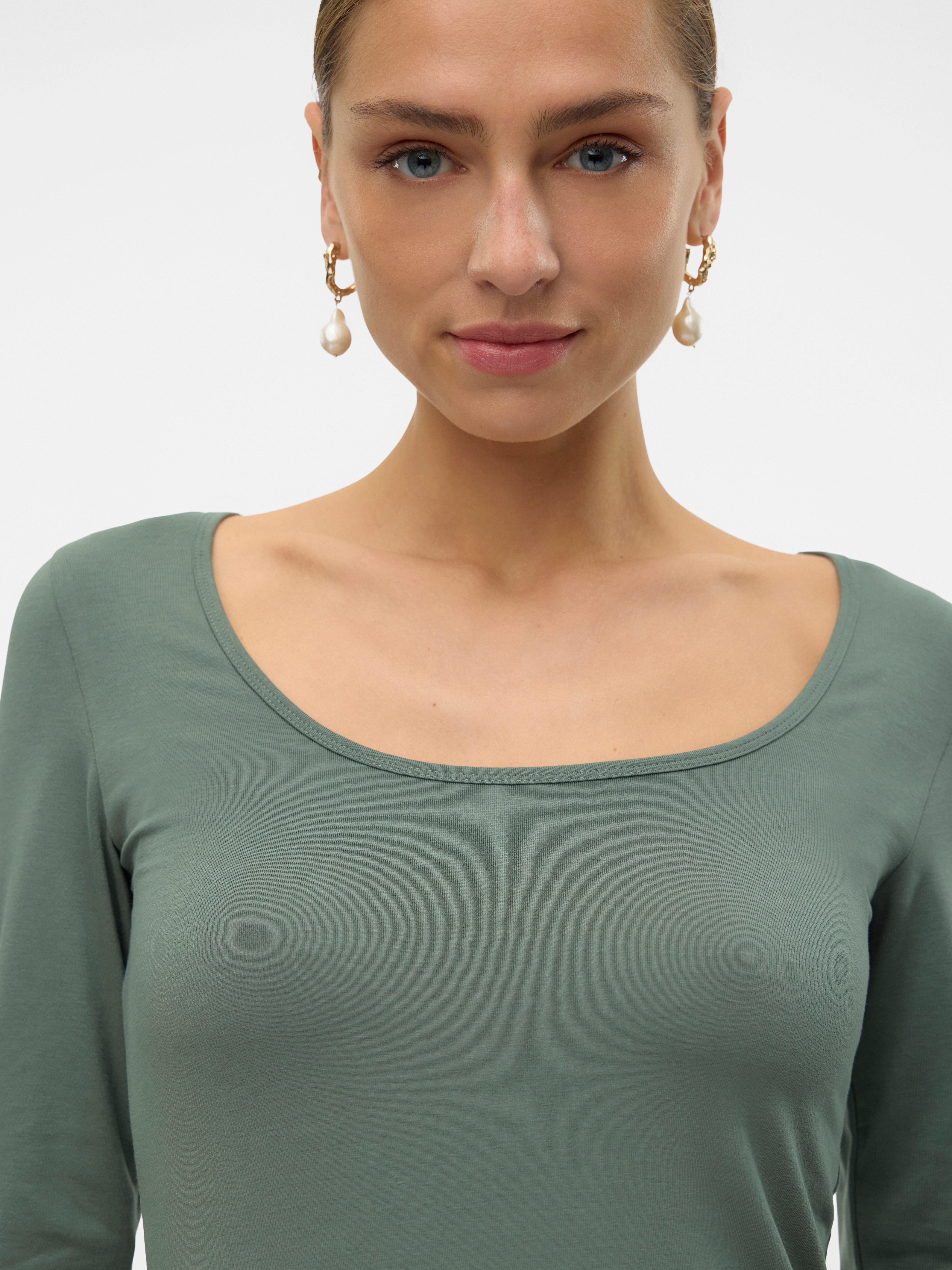 Vero Moda Shirt met lange mouwen VMLULU LS U-NECK TOP JRS GA NOOS
