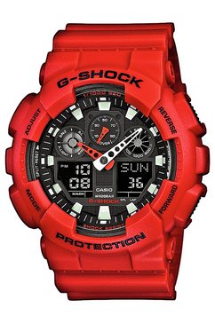 g-shock chronograaf ga-100b-4aer rood