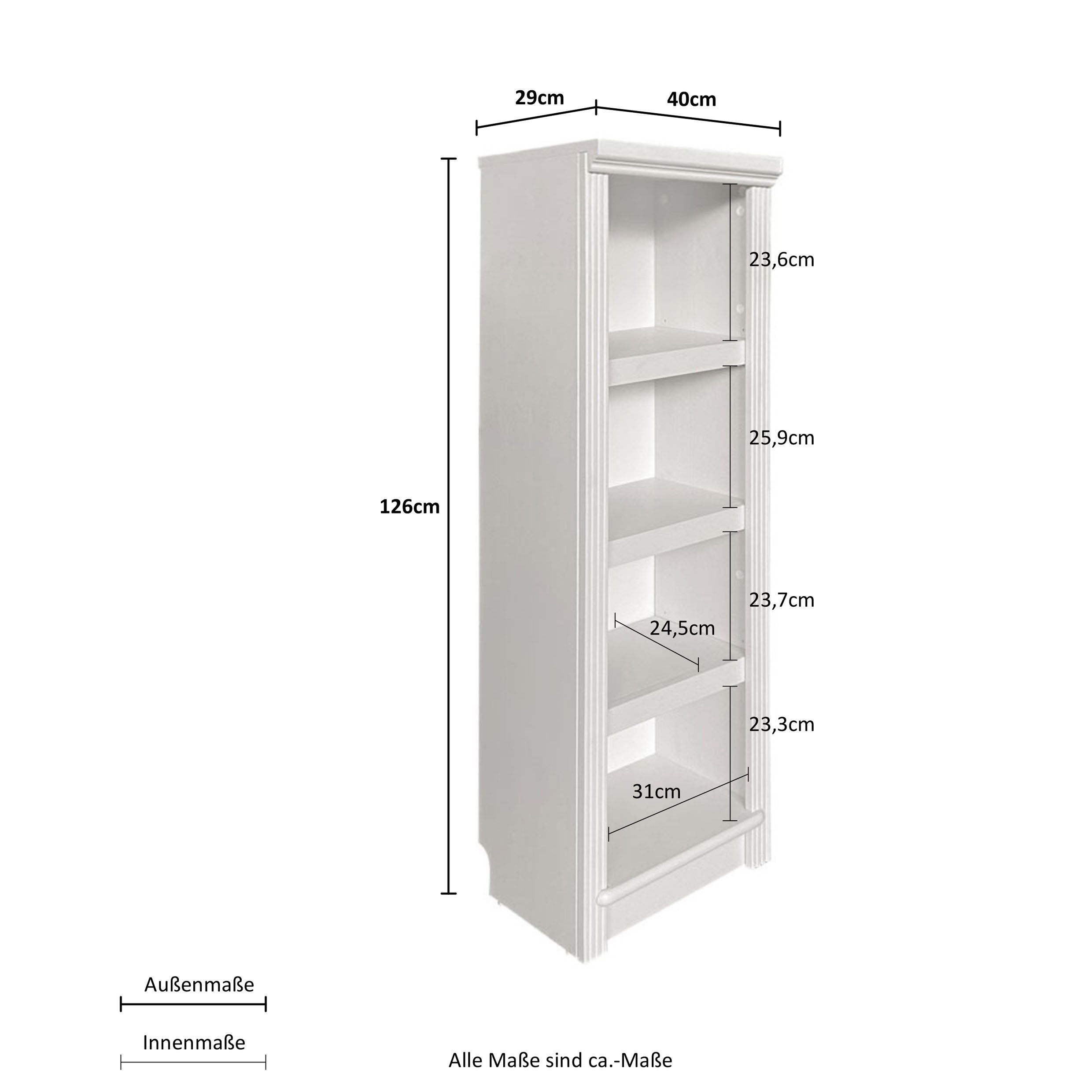Home affaire Staand rek Soeren tussenschotjes van massief grenen, afm. (bxdxh): 40x29x126 cm