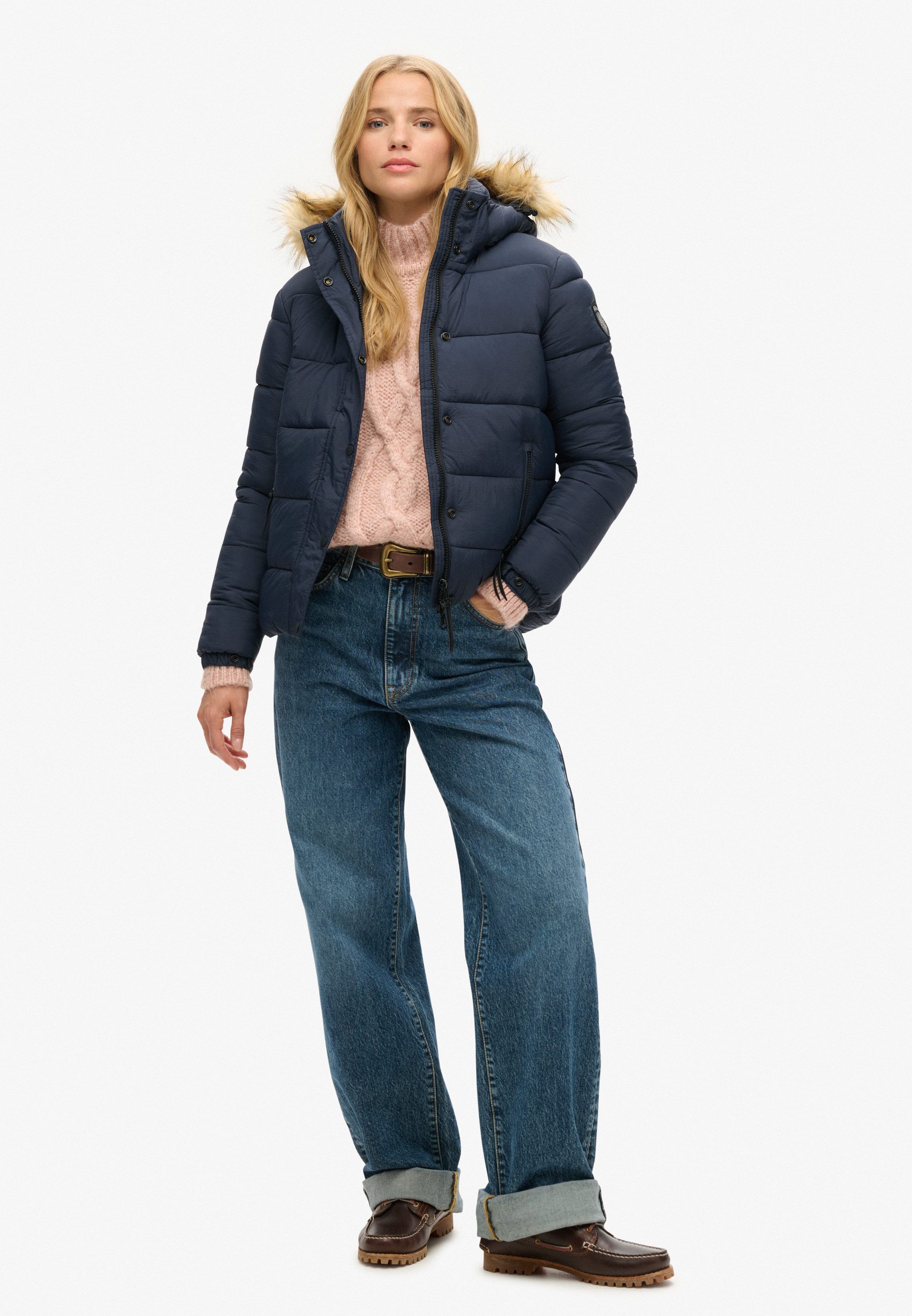 Superdry Gewatteerde jas FAUX FUR SHORT HOOD PUFFER