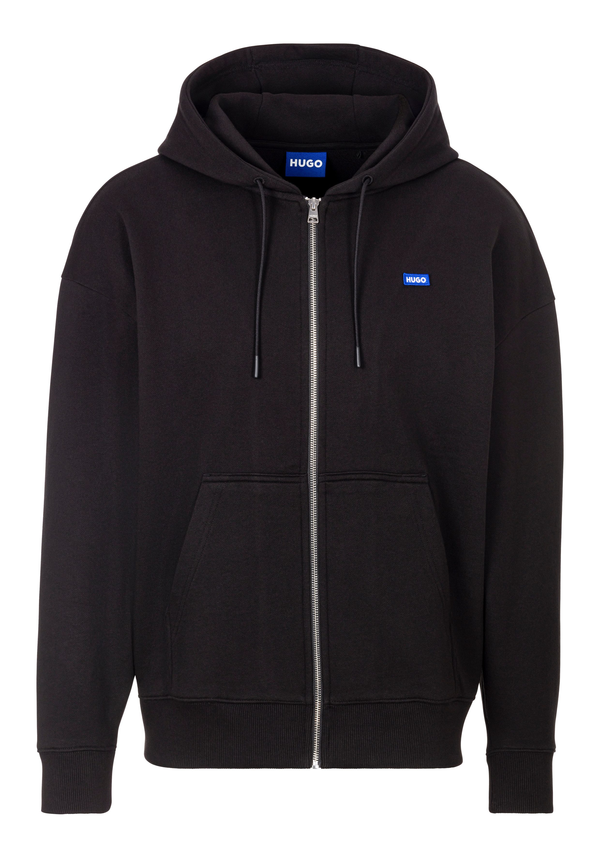 HUGO Blue Sweatvest Doa met capuchon, logo-badge