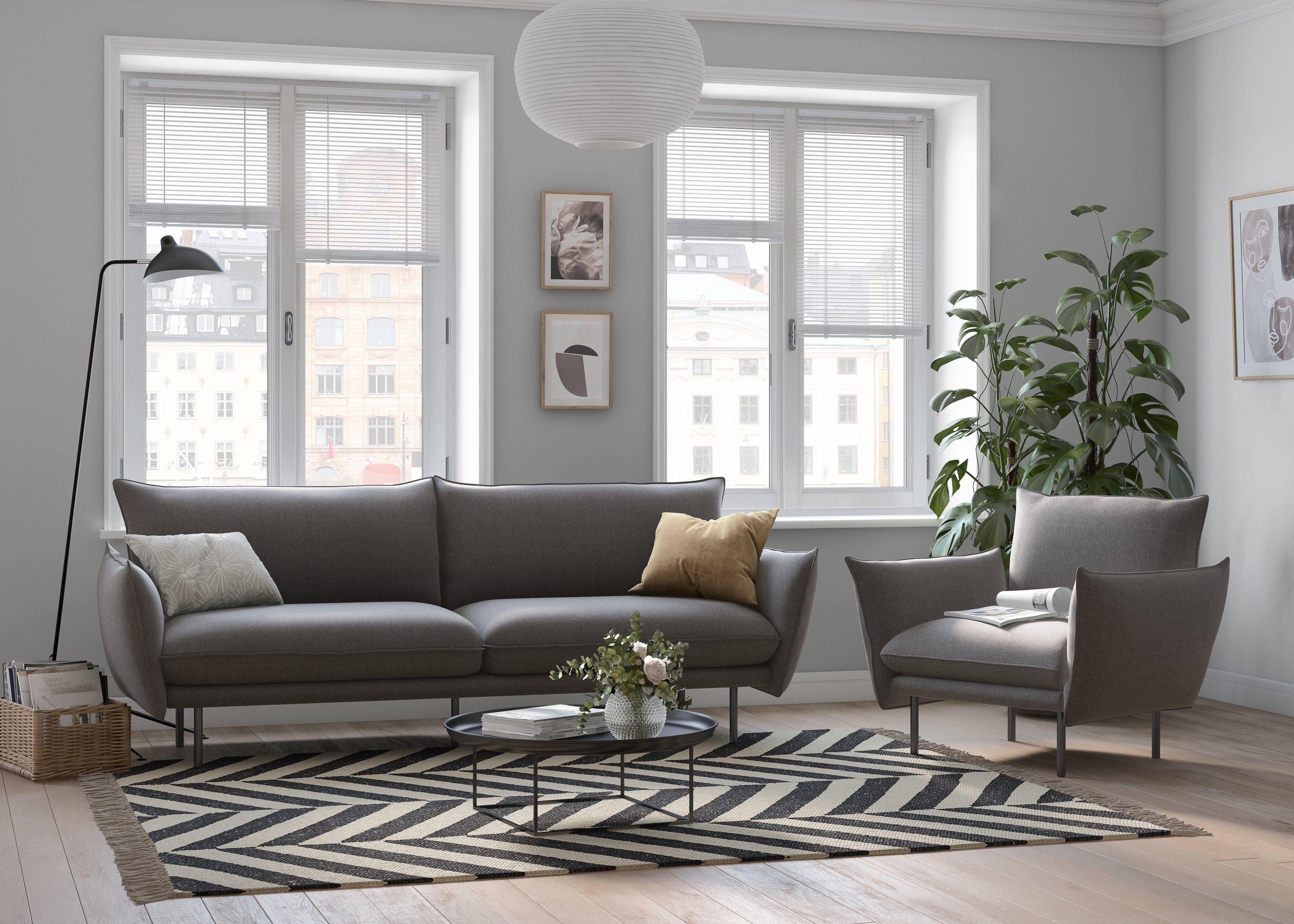 andas 3-zitsbank Stine Bijzonder design door kussen-look en opstaande naad, by Morten Georgsen