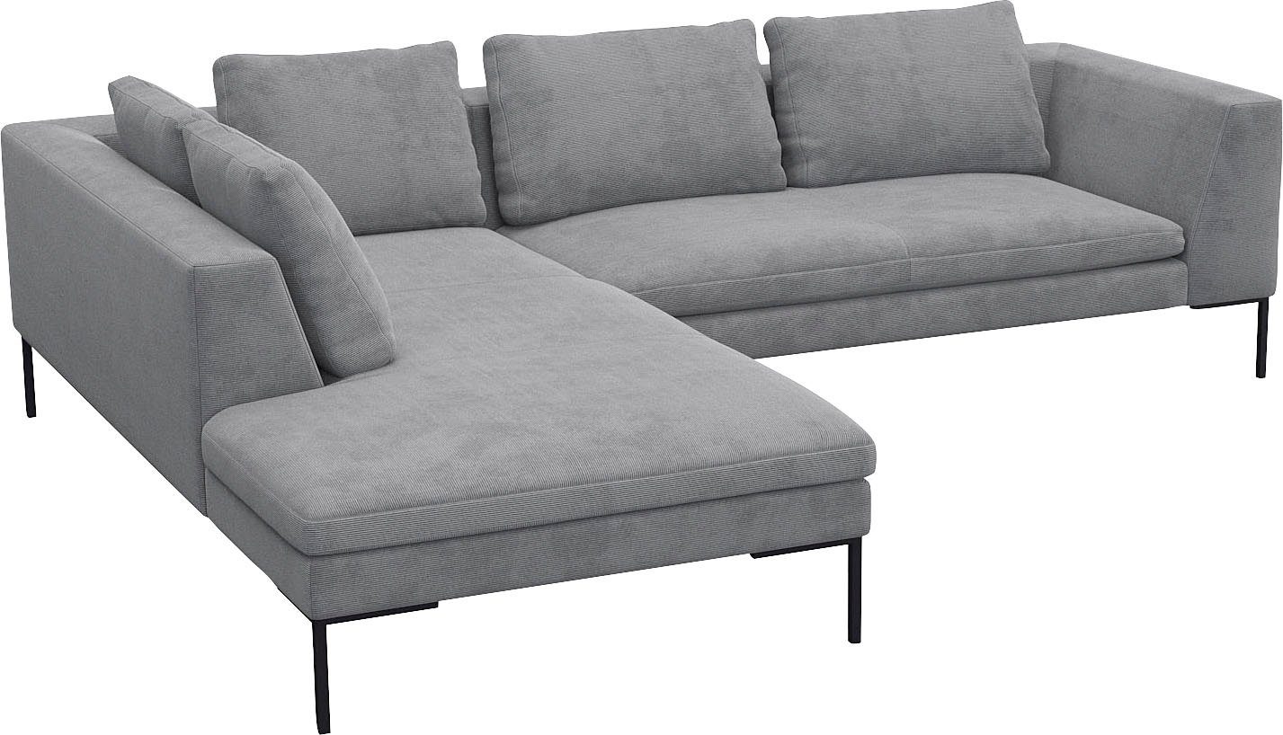 FLEXLUX Hoekbank Loano, supercomfortabel zitcomfort door koudschuim in de zitting moderne bank, vrij in de ruimte te plaatsen, losse kussens, l-vorm