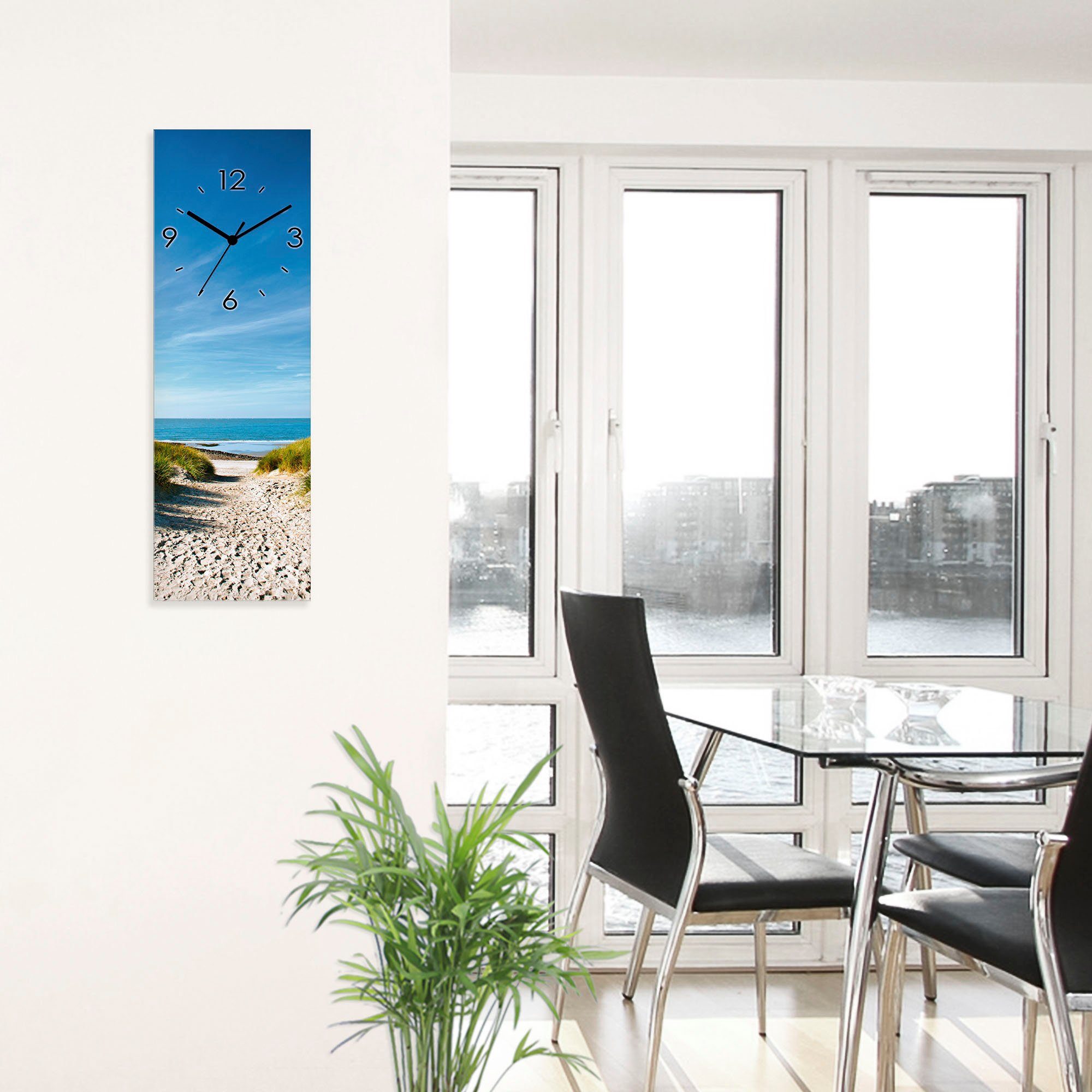 Artland Wandklok Strand met duinen en weg naar het water optioneel verkrijgbaar met kwarts- of radiografisch uurwerk, geruisloos zonder tikkend geluid