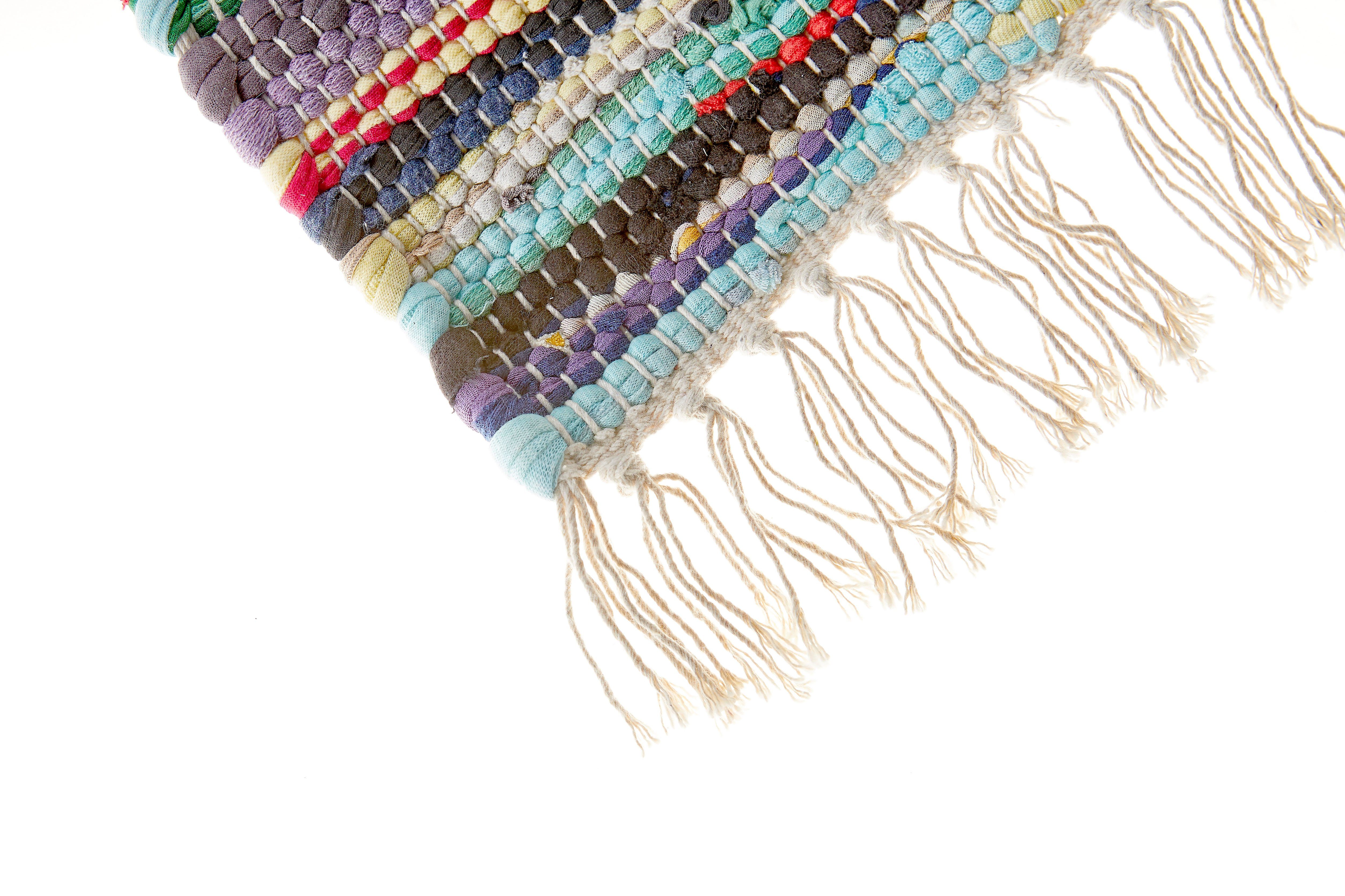 Andiamo Vloerkleed Multicolour Platweefsel, vlekjes, puur katoen, met de hand geweven, met franje