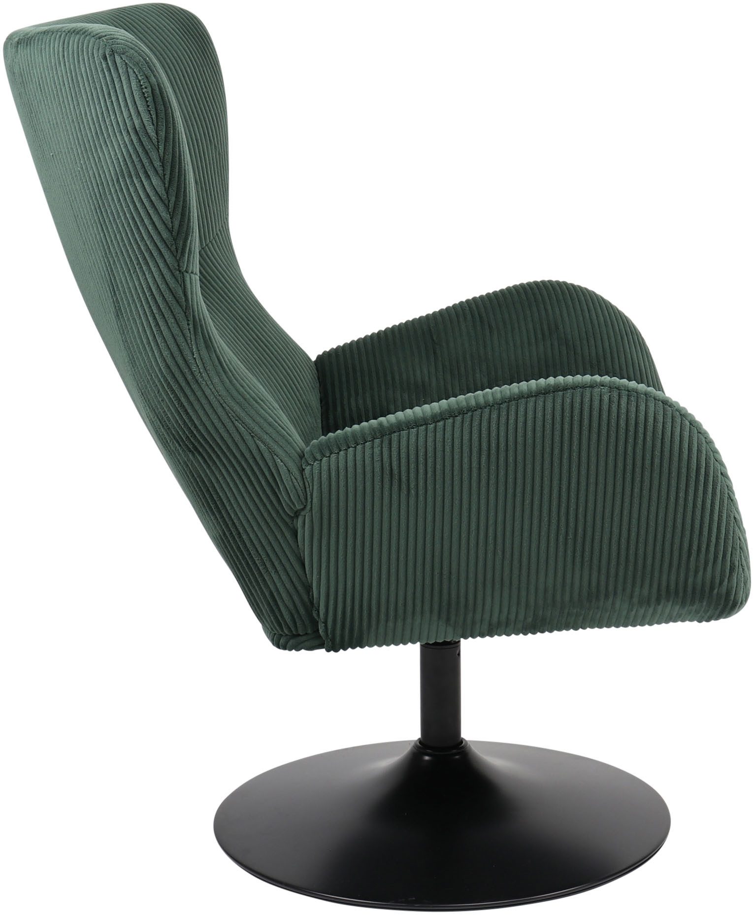 HELA Loungestoel Samos Fauteuil, draaibaar, trompetvoet, microvezel breedcord, armleuningen (1 stuk)