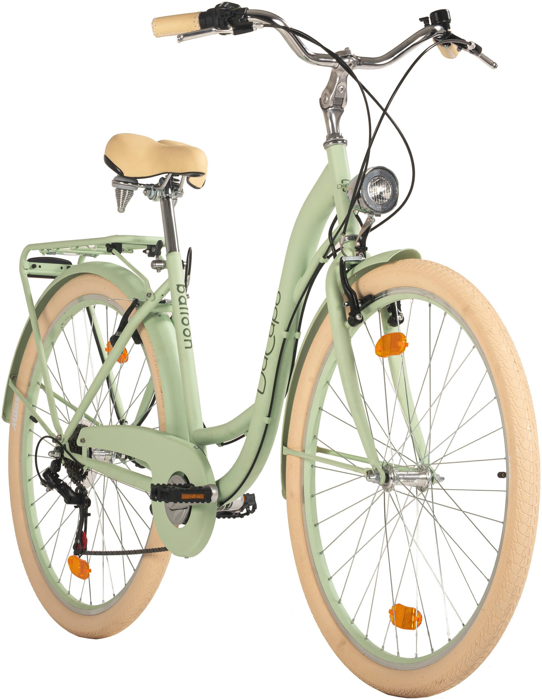 Dacapo Citybike Balloon damesfiets 28'' groen 6 versnellingen 48 cm