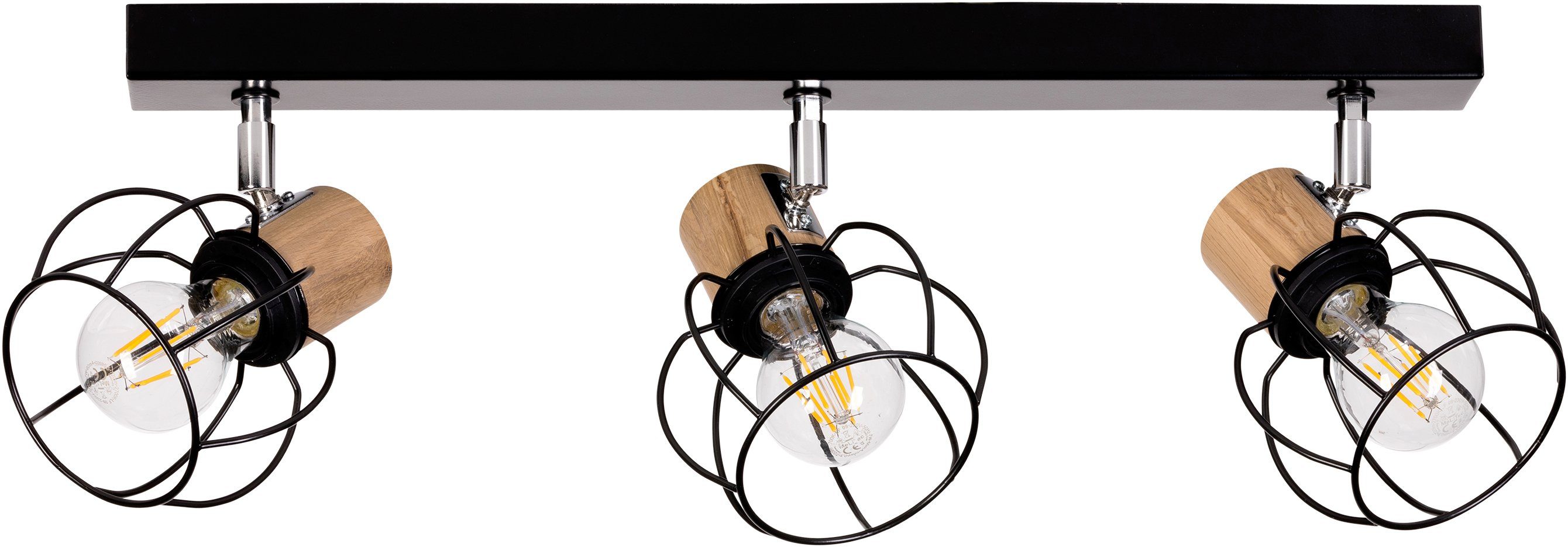 BRITOP LIGHTING Plafondlamp Phiphi Decoratieve lamp van metaal met elementen van eikenhout met FSC®-certificaat, bijpassende LM E27 / exclusief, Made in Europe (1 stuk)