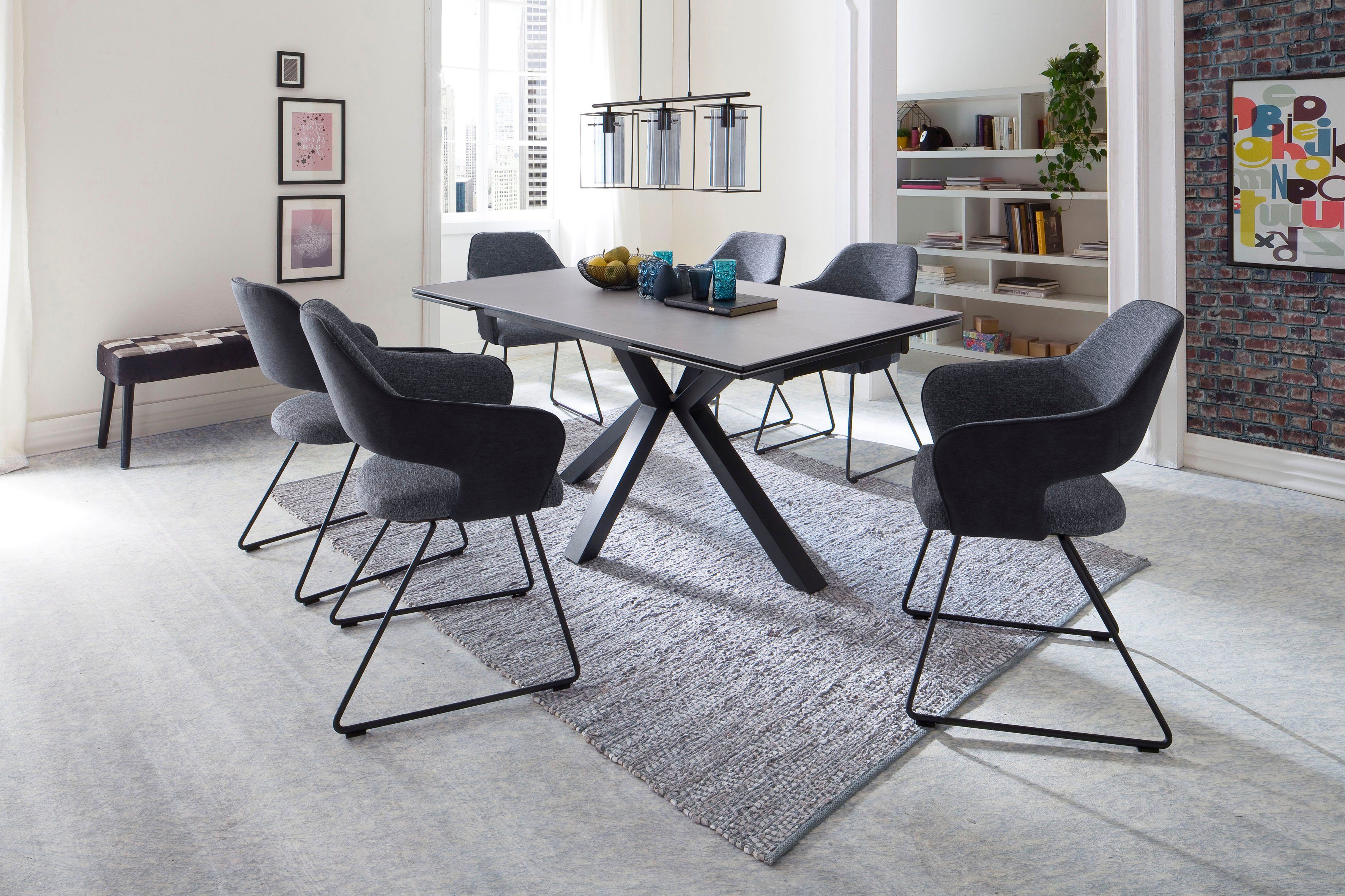 MCA furniture Eettafel Nagano Eettafel glas-keramiek met uittrekbaar deel aan de kopse kant