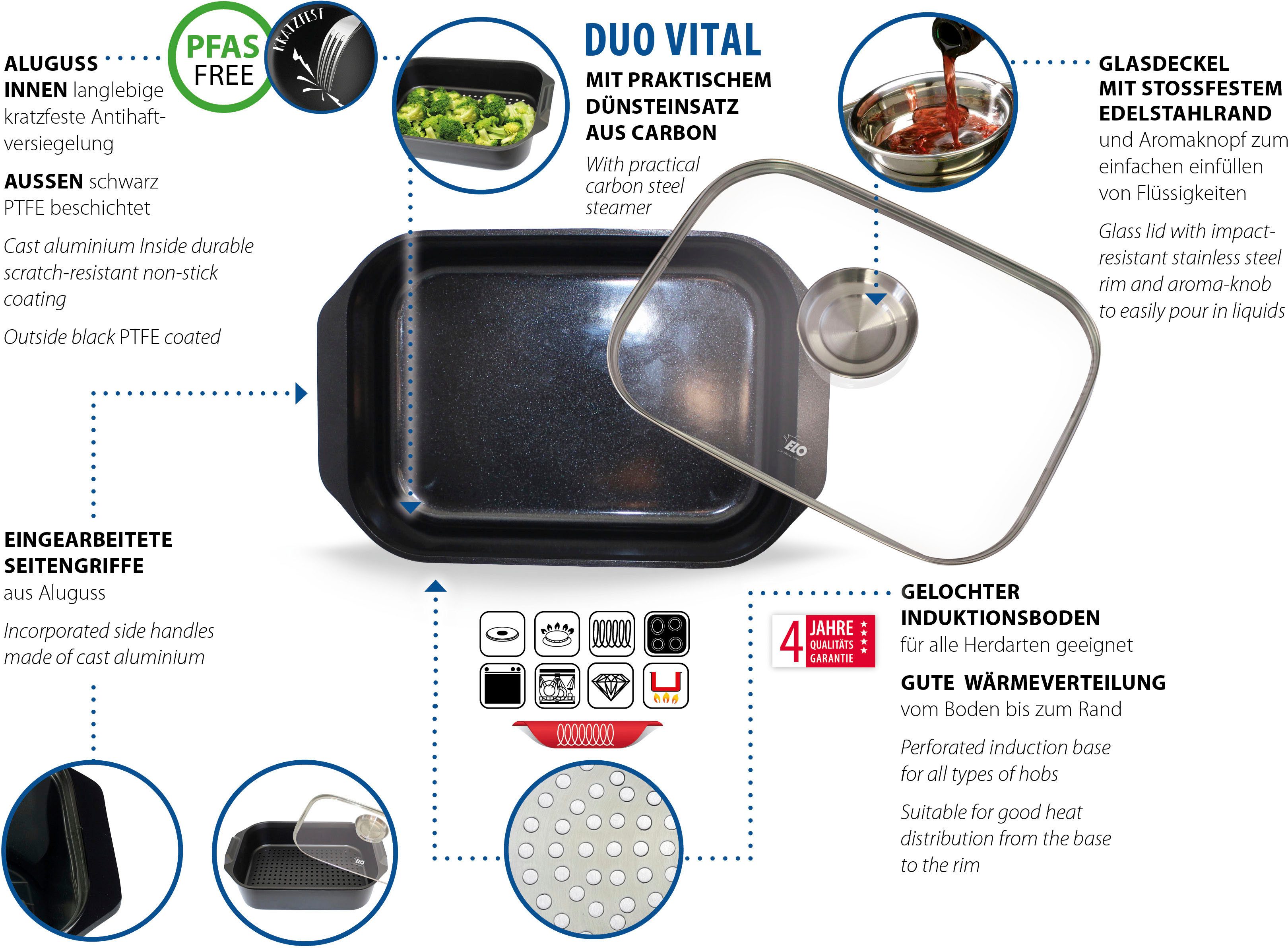 Elo Braadpan Duo Vital met carboneinsatz, ovenbestendig, inductie