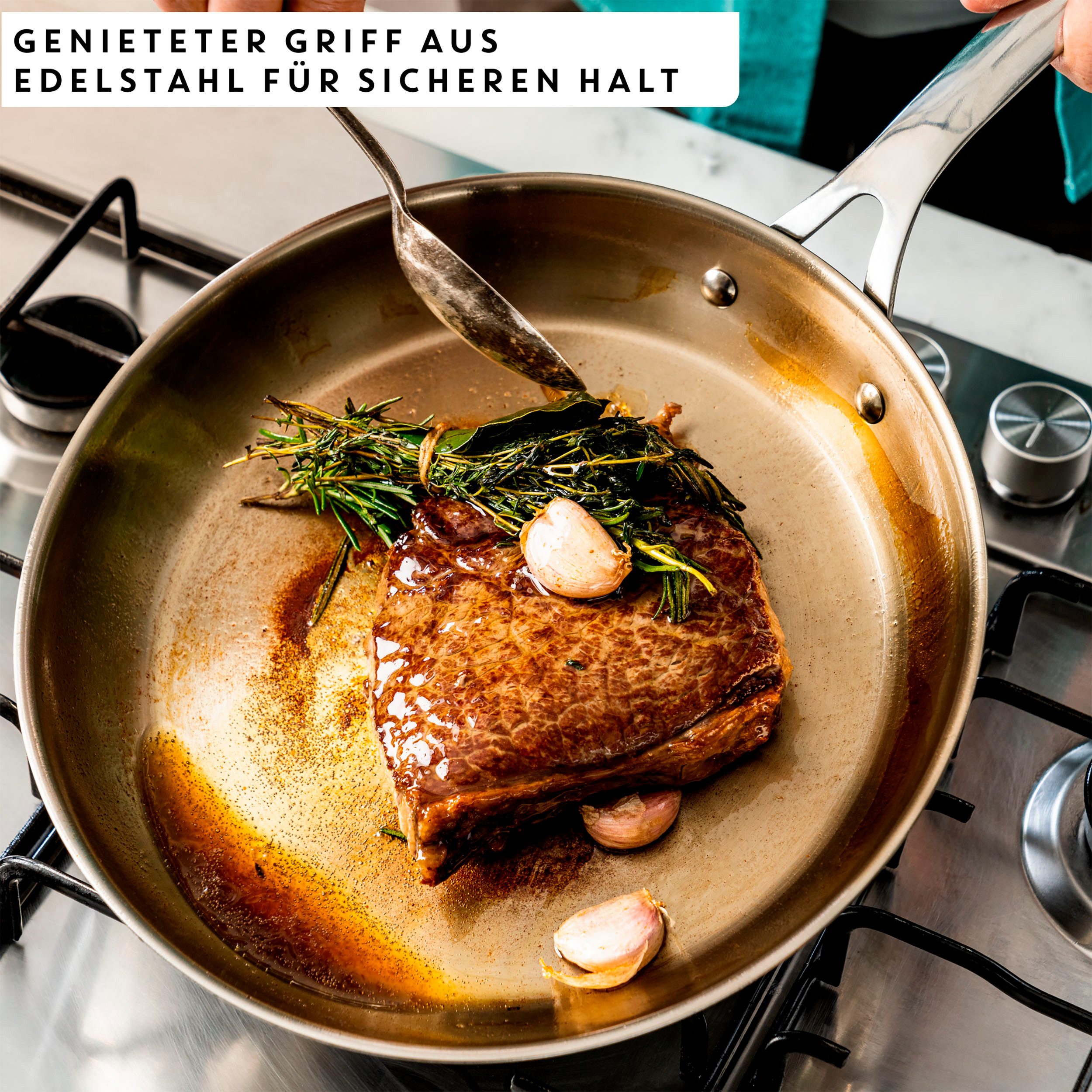 Tefal Koekenpan Jamie Oliver E31104 Cook Smart onbehandeld roestvrij staal, thermo-fusie, inductiegeschikt