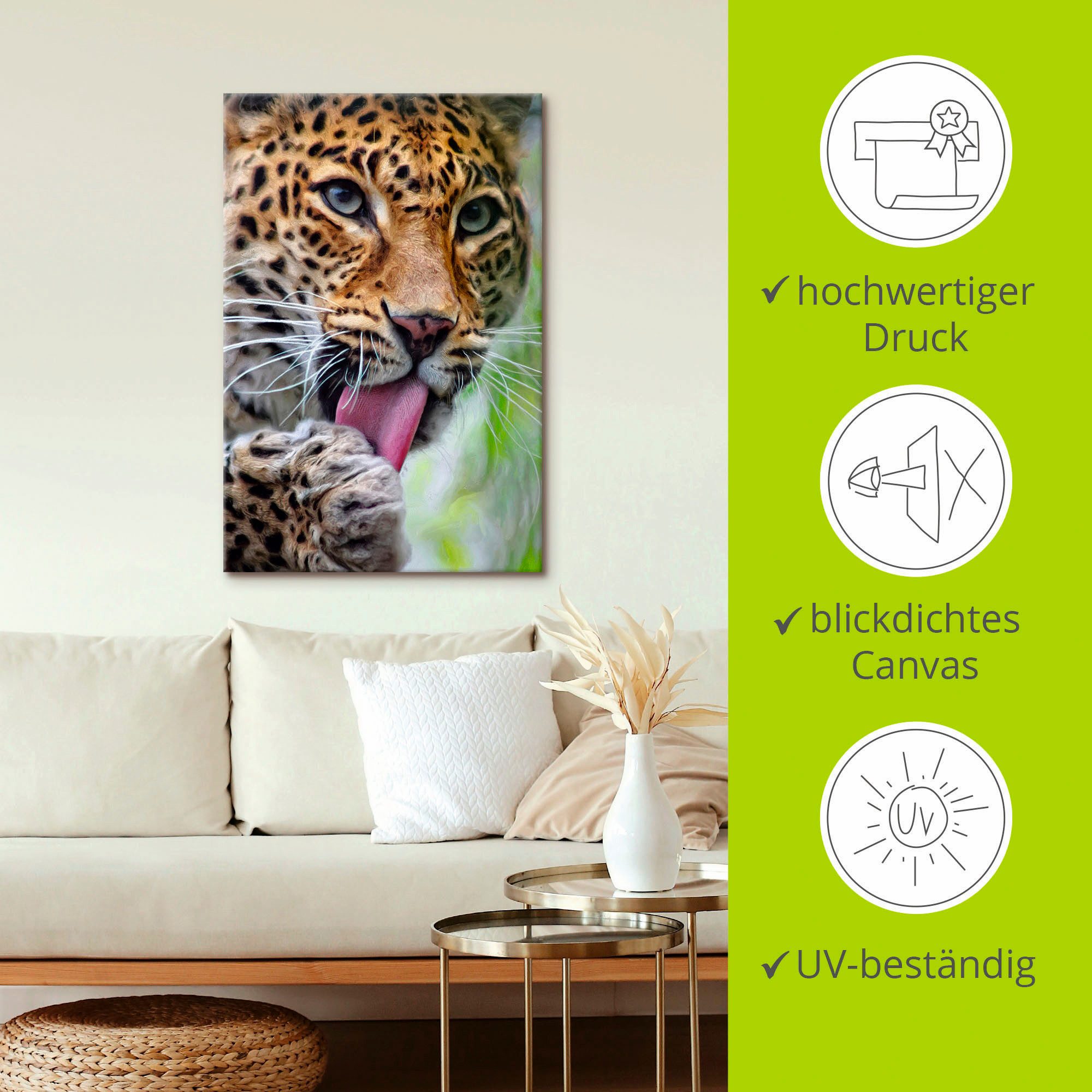 Artland Artprint Leopard als artprint op linnen, poster, muursticker in verschillende maten