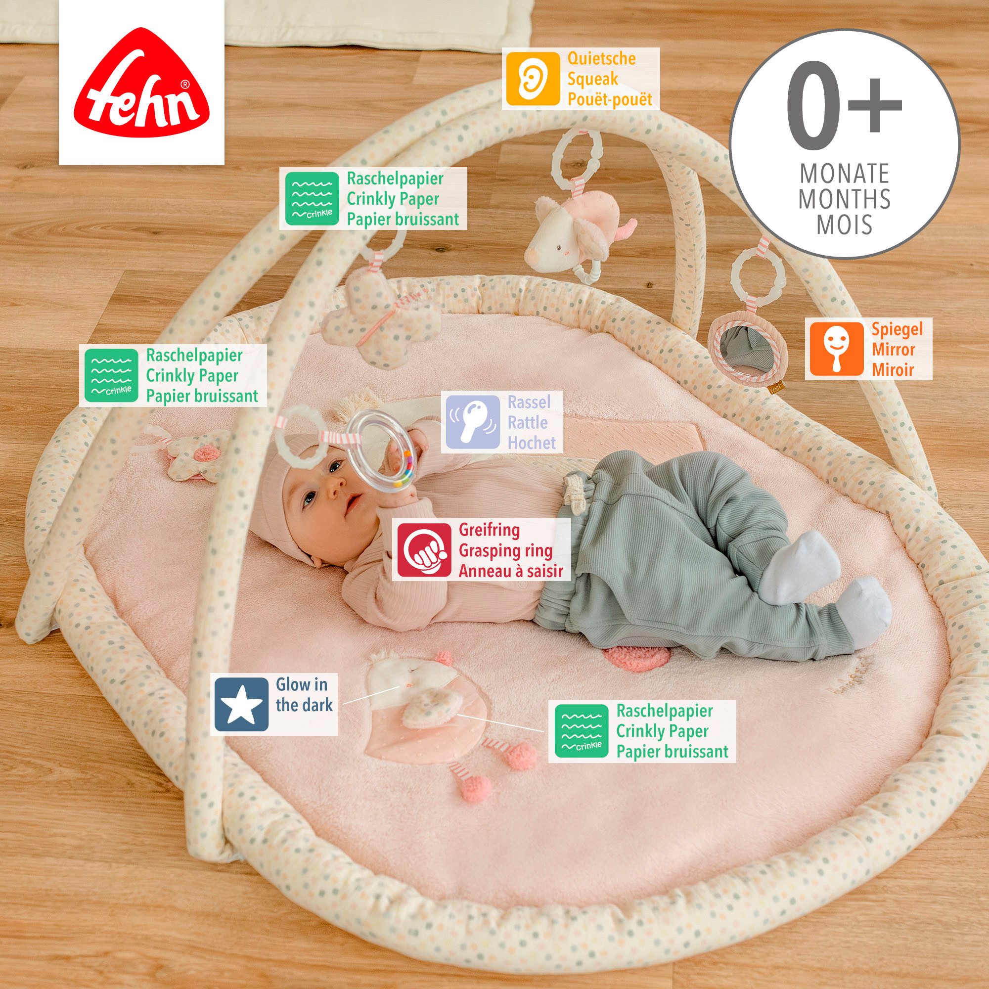 Fehn Babygym FeehnLAND, 3-D-activiteit deken Vogel