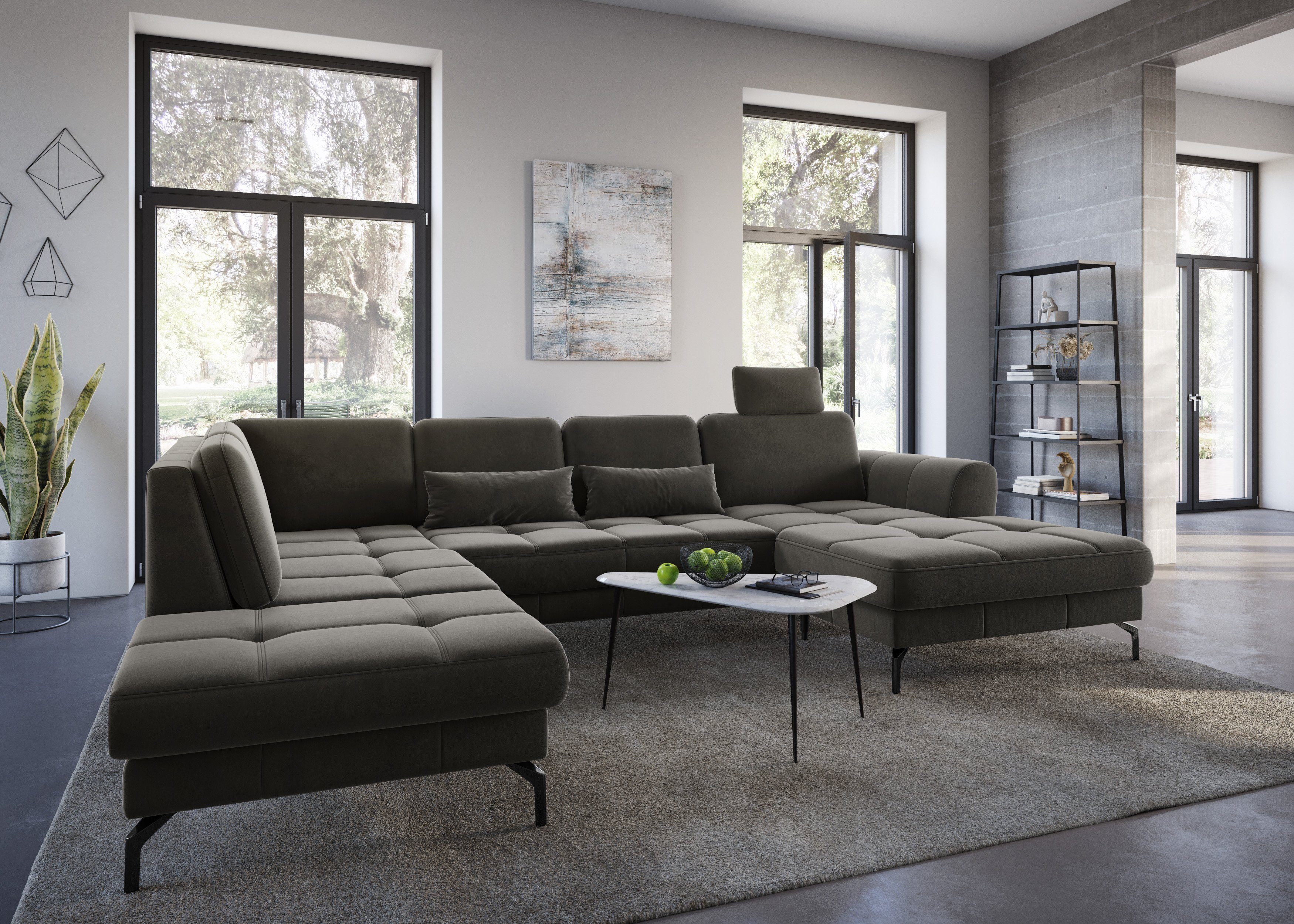 sit&more Zithoek Bendigo U-vorm inclusief zitdiepteverstelling, bodemvrijheid 15 cm, in 2 pootkleuren